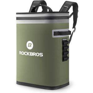 ROCKBROS Backpack Cooler Leak-Proof Soft Sided Cooler Waterproof Insulated Backpack Cooler Bag 36 Can Soft Cooler for Camping Fishing Party Outdoor Adventure Picnic(36 Can Green)