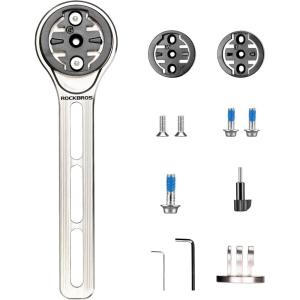 ROCKBROS Bike Computer Mount Out-Front Compatible with Garmin & Mainstream Watch Tables,Equipped with Multiple Types of Bases(Titanium Alloy)