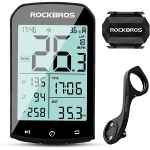 ROCKBROS Bike Computer Wireless Cycling Computers ANT+ Bluetooth Bike Speedometer Odometer Bicycle Computer with Speed Cadence Sensor for Riding Cycling Waterproof 2.9inch LCD Screen(M1+C3+Mount-2024)