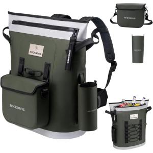 ROCKBROS Soft Cooler Bag with Removeable Pockets, Large Cooler Backpack for 36 Can, Leak-Proof & Portable Cooler Bags Insulated for Summer Travel, Camping, Beach, Picnic(Gray)