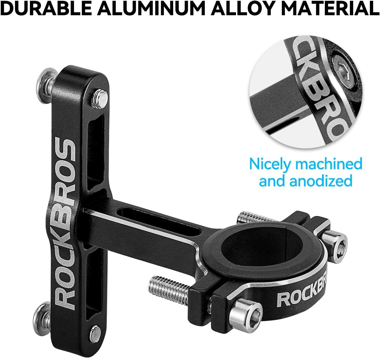 imageROCKBROS Bike Bottle Cage Adapter Bicycle Seatpost Handlebar Water Bottle Mount Holder Adjustable Aluminum Bottle Cage for MTB Road Bike Beach Cruiser Black 2 piecesDoublebracket adapter