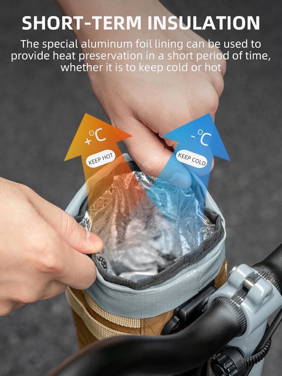 imageROCKBROS Bike Cup Holder ShortTerm Insulation Bike Bottle Holder Universal Bottle Holder for Bicycle Scooter WheelchairWhite