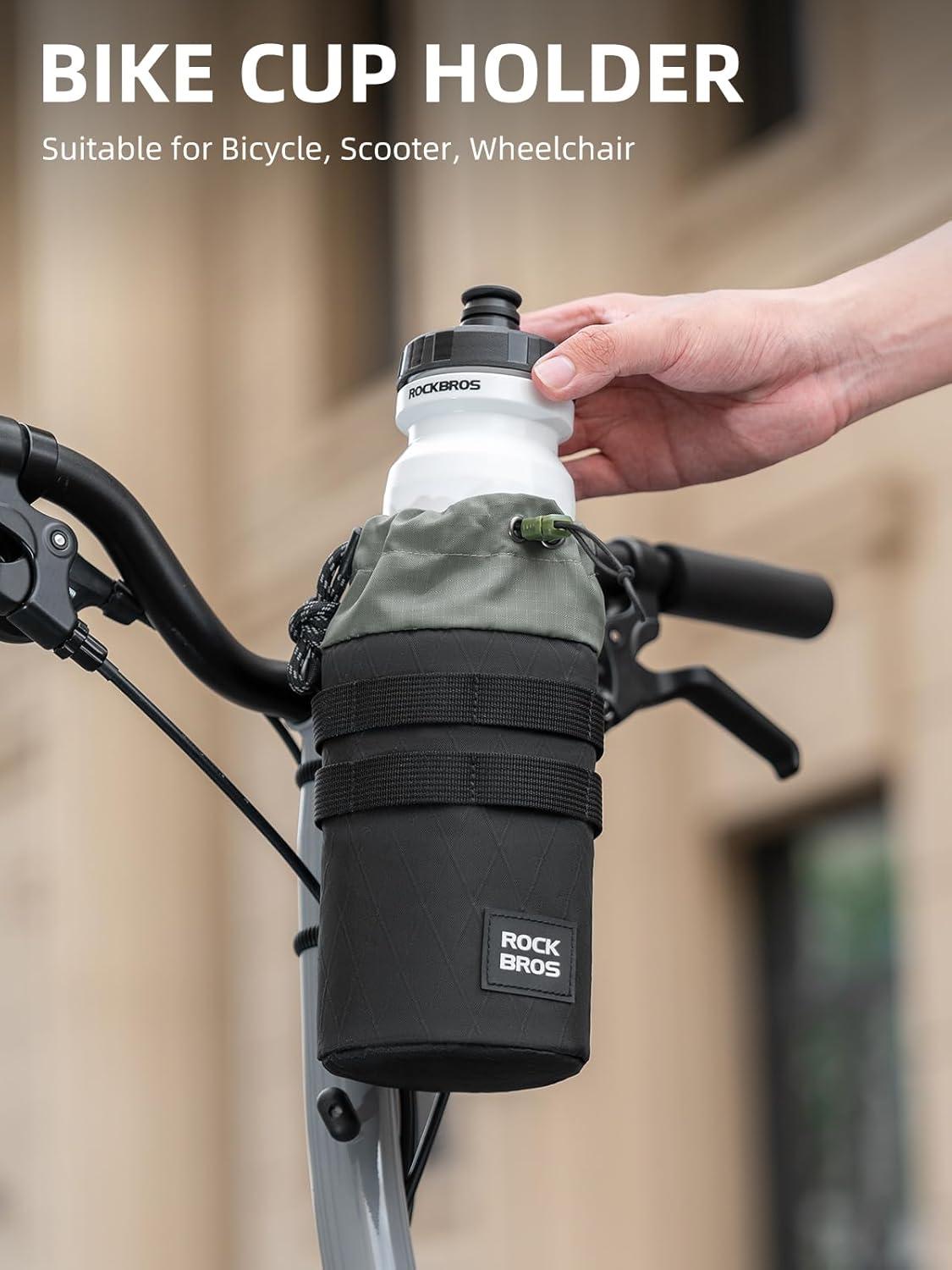 imageROCKBROS Bike Cup Holder ShortTerm Insulation Bike Bottle Holder Universal Bottle Holder for Bicycle Scooter WheelchairWhite