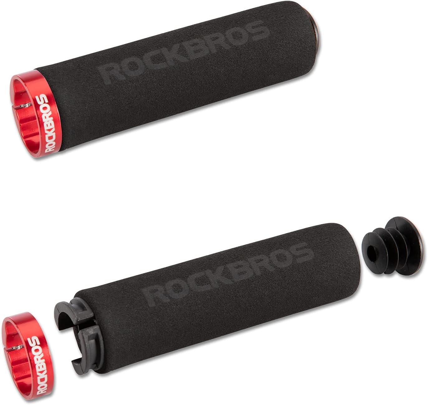imageROCKBROS Bike Grips Foam Single Lock on Bicycle Handle Bar Soft NonSlip Bike Handle Grips Replacement for BMX Mountain MTB Beach Cruiser Scooter Folding Bike Hand Grip Comfortable ErgonomicBlackRed