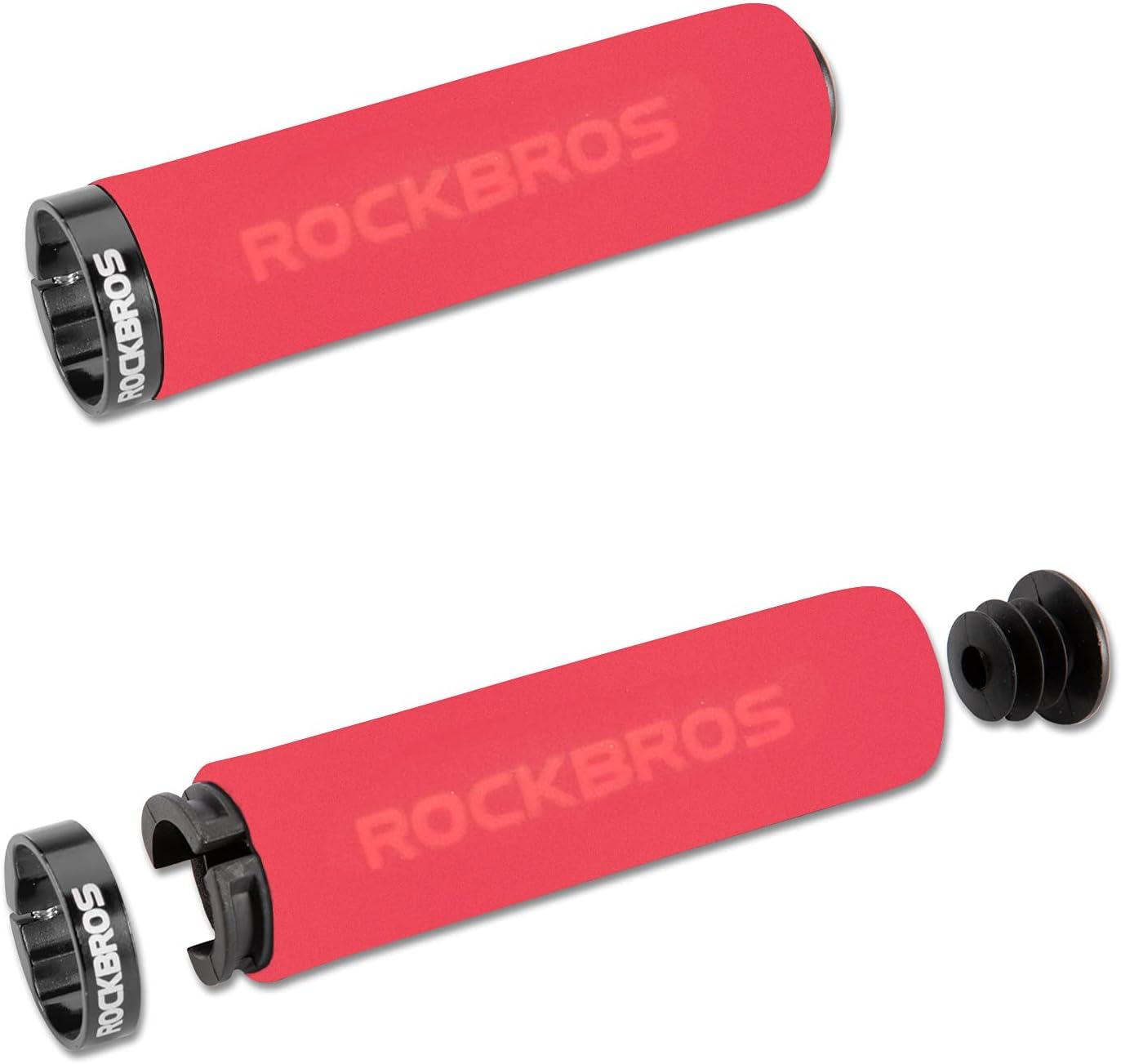 imageROCKBROS Bike Grips Foam Single Lock on Bicycle Handle Bar Soft NonSlip Bike Handle Grips Replacement for BMX Mountain MTB Beach Cruiser Scooter Folding Bike Hand Grip Comfortable ErgonomicRedBlack