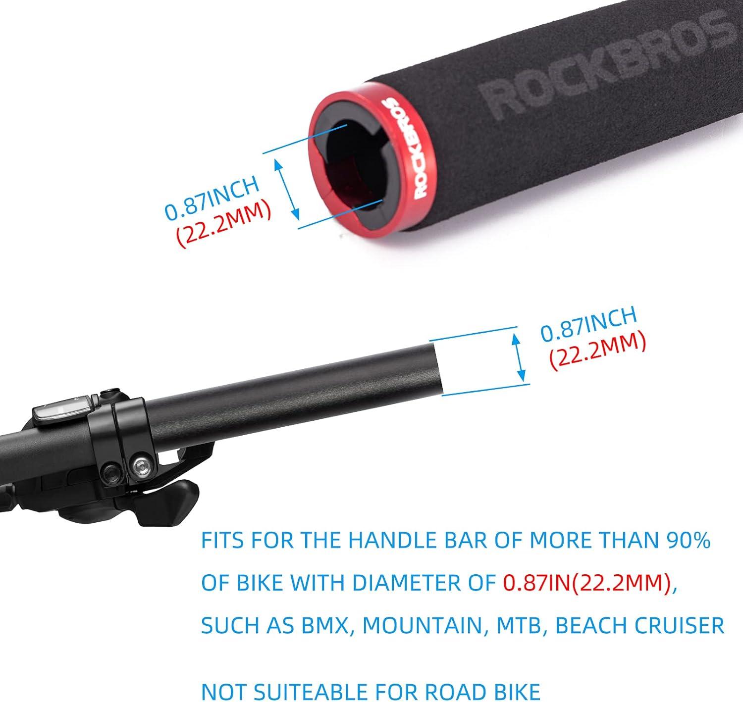 imageROCKBROS Bike Grips Foam Single Lock on Bicycle Handle Bar Soft NonSlip Bike Handle Grips Replacement for BMX Mountain MTB Beach Cruiser Scooter Folding Bike Hand Grip Comfortable ErgonomicBlackRed
