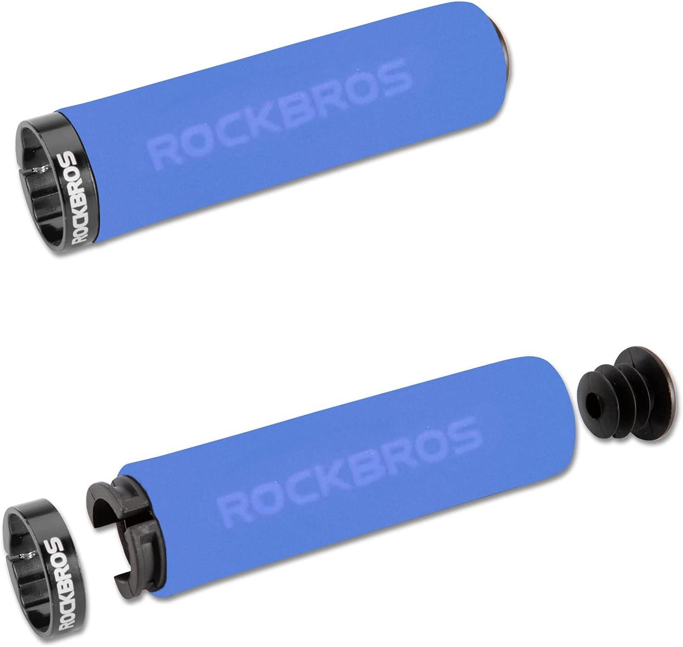 imageROCKBROS Bike Grips Foam Single Lock on Bicycle Handle Bar Soft NonSlip Bike Handle Grips Replacement for BMX Mountain MTB Beach Cruiser Scooter Folding Bike Hand Grip Comfortable ErgonomicBlueBlack