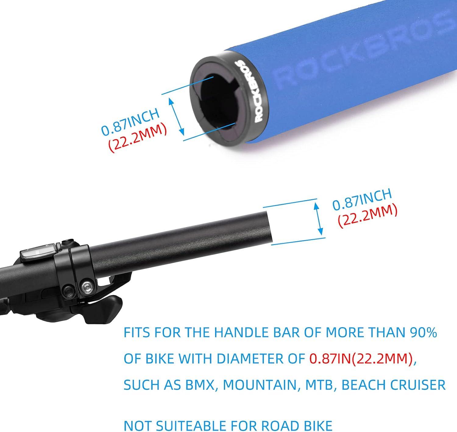 imageROCKBROS Bike Grips Foam Single Lock on Bicycle Handle Bar Soft NonSlip Bike Handle Grips Replacement for BMX Mountain MTB Beach Cruiser Scooter Folding Bike Hand Grip Comfortable ErgonomicBlueBlack