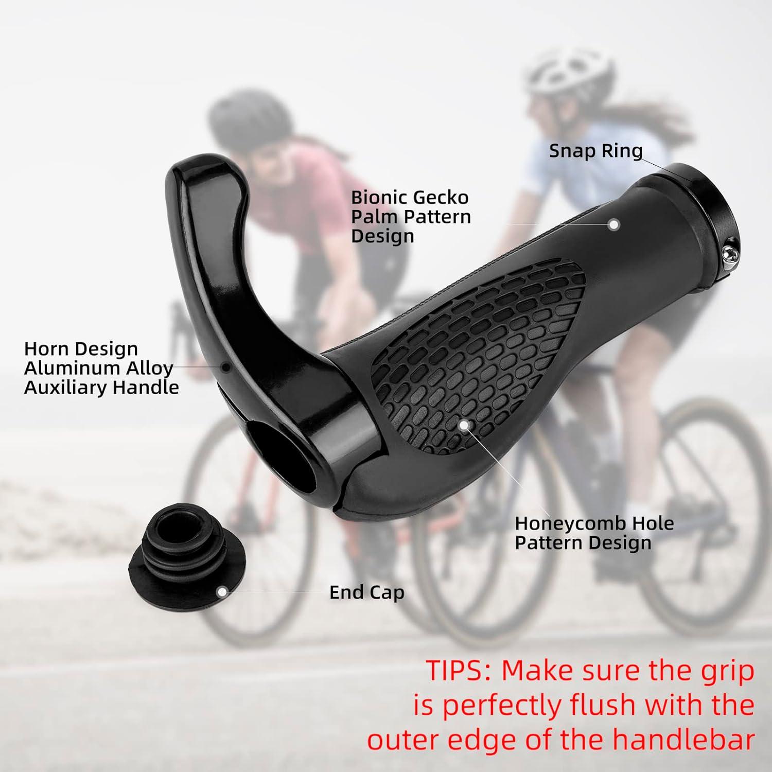 imageROCKBROS Bike Grips Single Lockon Bicycle Handle Bar Ergonomics NonSlip Mountain Bike Handlebar Comfortable amp Shock Absorption Rubber Grips for BMX MTB Beach Cruiser ScooterBlack 1