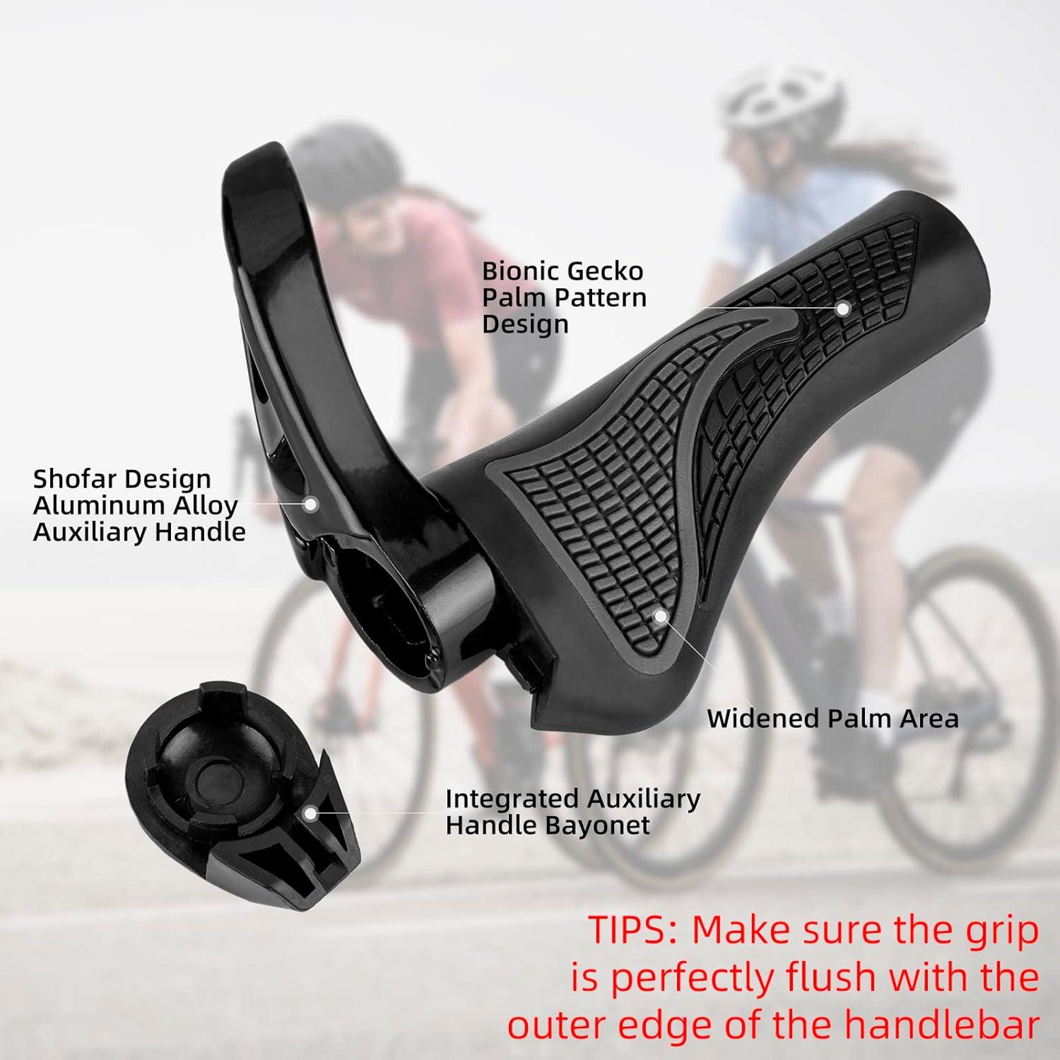 imageROCKBROS Bike Grips Single Lockon Bicycle Handle Bar Ergonomics NonSlip Mountain Bike Handlebar Comfortable amp Shock Absorption Rubber Grips for BMX MTB Beach Cruiser ScooterBlack 2