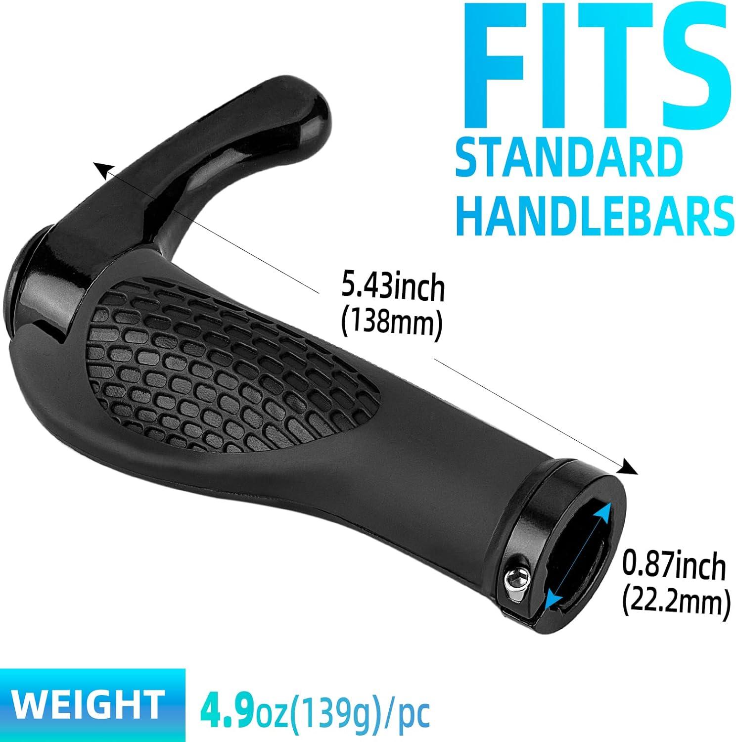 imageROCKBROS Bike Grips Single Lockon Bicycle Handle Bar Ergonomics NonSlip Mountain Bike Handlebar Comfortable amp Shock Absorption Rubber Grips for BMX MTB Beach Cruiser ScooterBlack 1