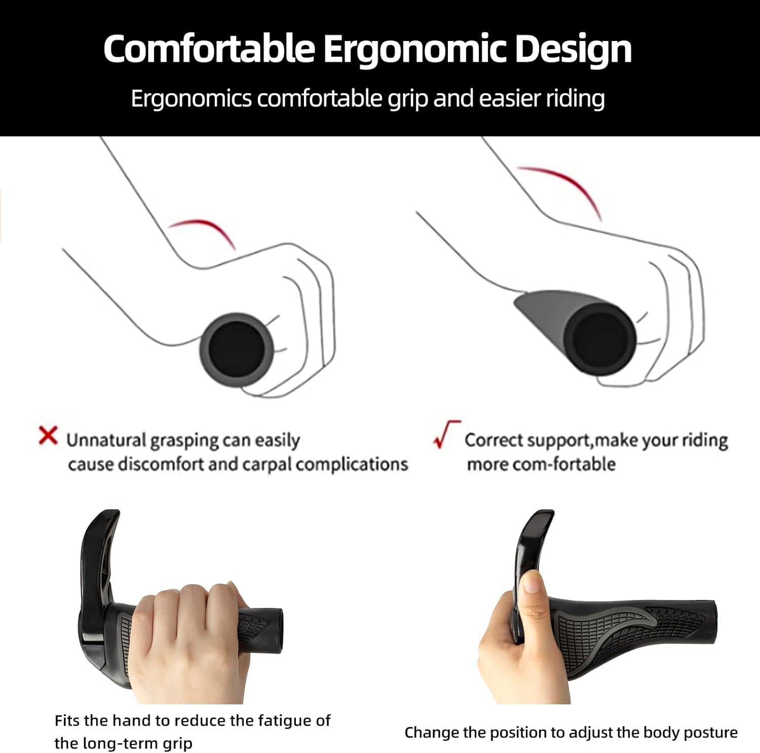 imageROCKBROS Bike Grips Single Lockon Bicycle Handle Bar Ergonomics NonSlip Mountain Bike Handlebar Comfortable amp Shock Absorption Rubber Grips for BMX MTB Beach Cruiser ScooterBlack 2