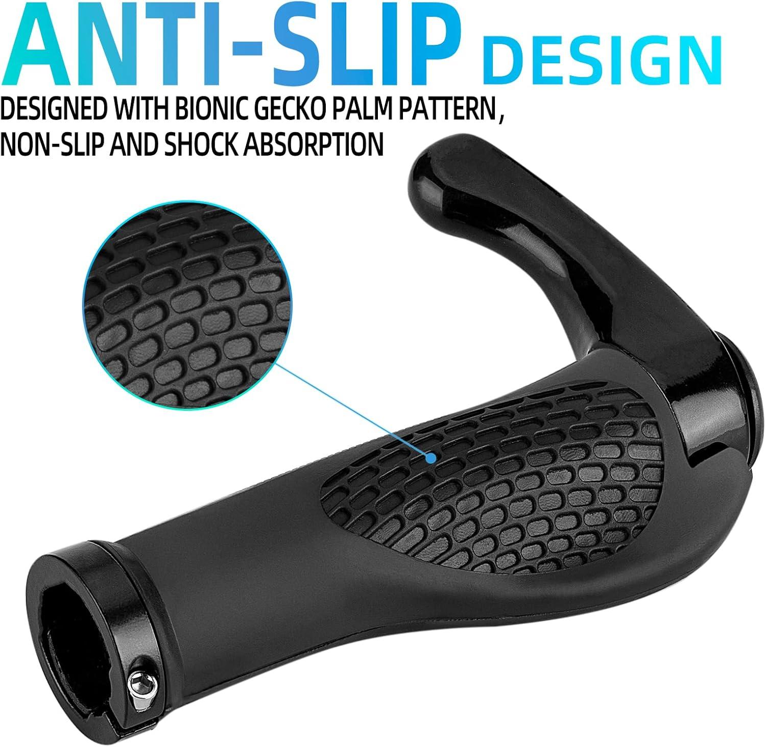 imageROCKBROS Bike Grips Single Lockon Bicycle Handle Bar Ergonomics NonSlip Mountain Bike Handlebar Comfortable amp Shock Absorption Rubber Grips for BMX MTB Beach Cruiser ScooterBlack 1