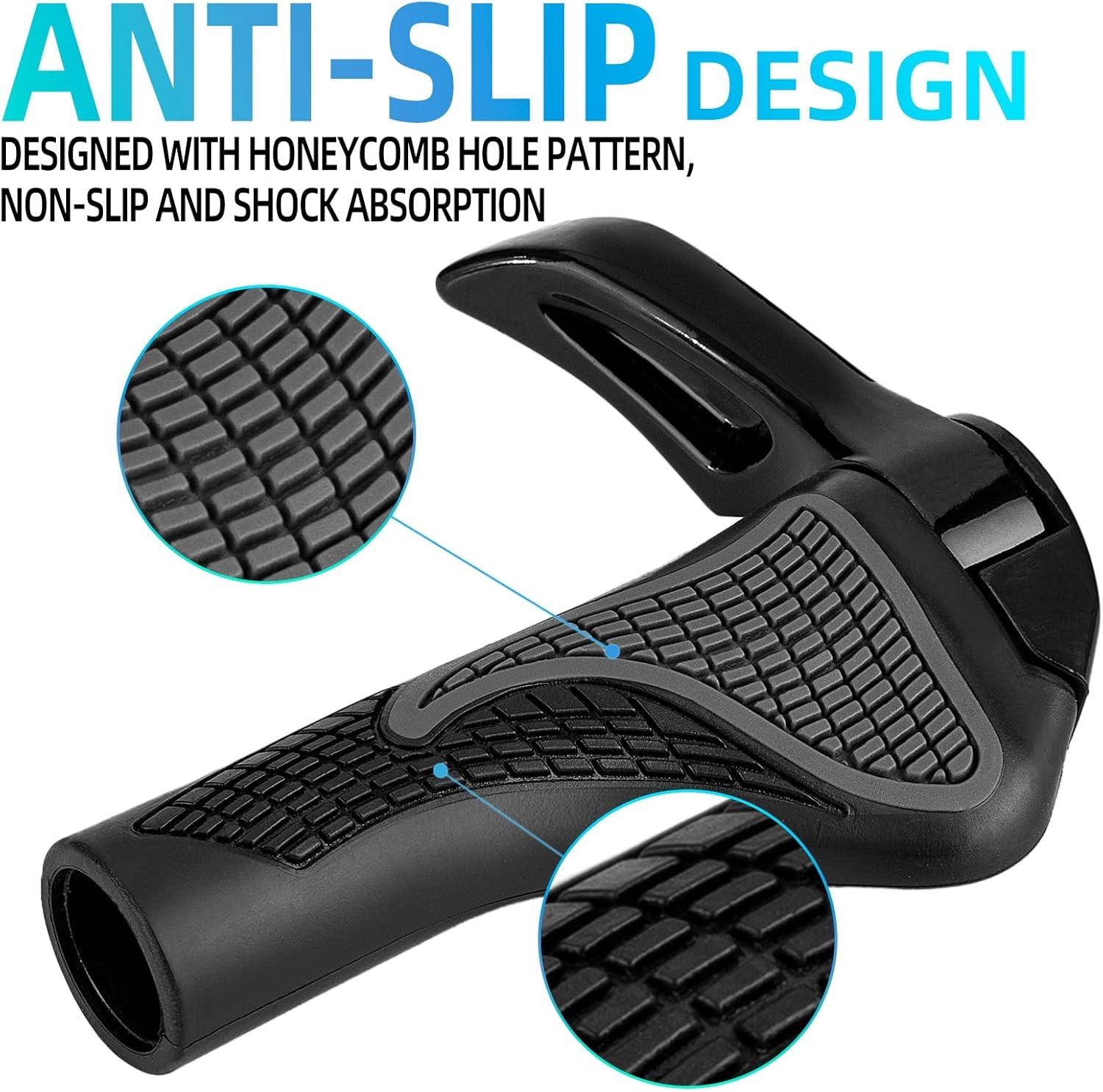 imageROCKBROS Bike Grips Single Lockon Bicycle Handle Bar Ergonomics NonSlip Mountain Bike Handlebar Comfortable amp Shock Absorption Rubber Grips for BMX MTB Beach Cruiser ScooterBlack 2