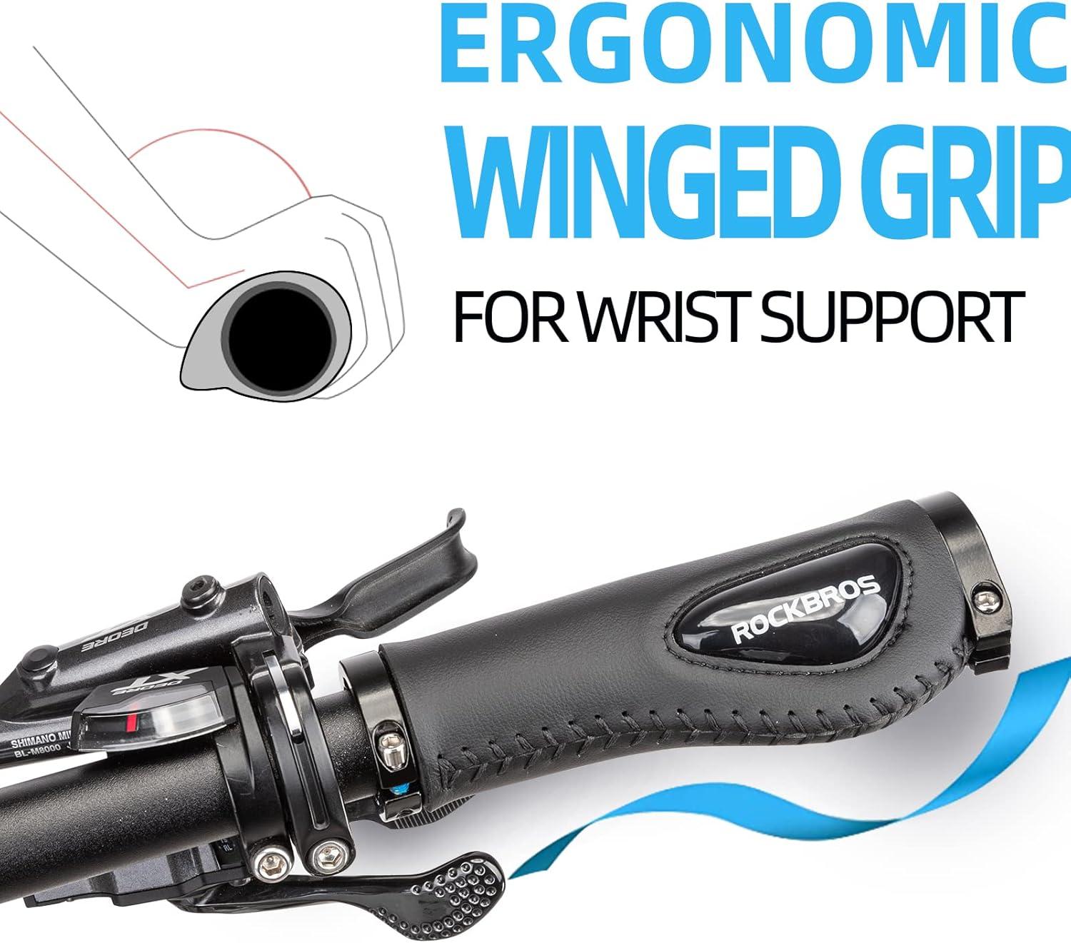 imageROCKBROS Bike Handle Grips Ergonomics Design Soft Gel Dual Lock on Bicycle Handlebar Grips for Mountain MTB MBX Bike Electric Scooterblack