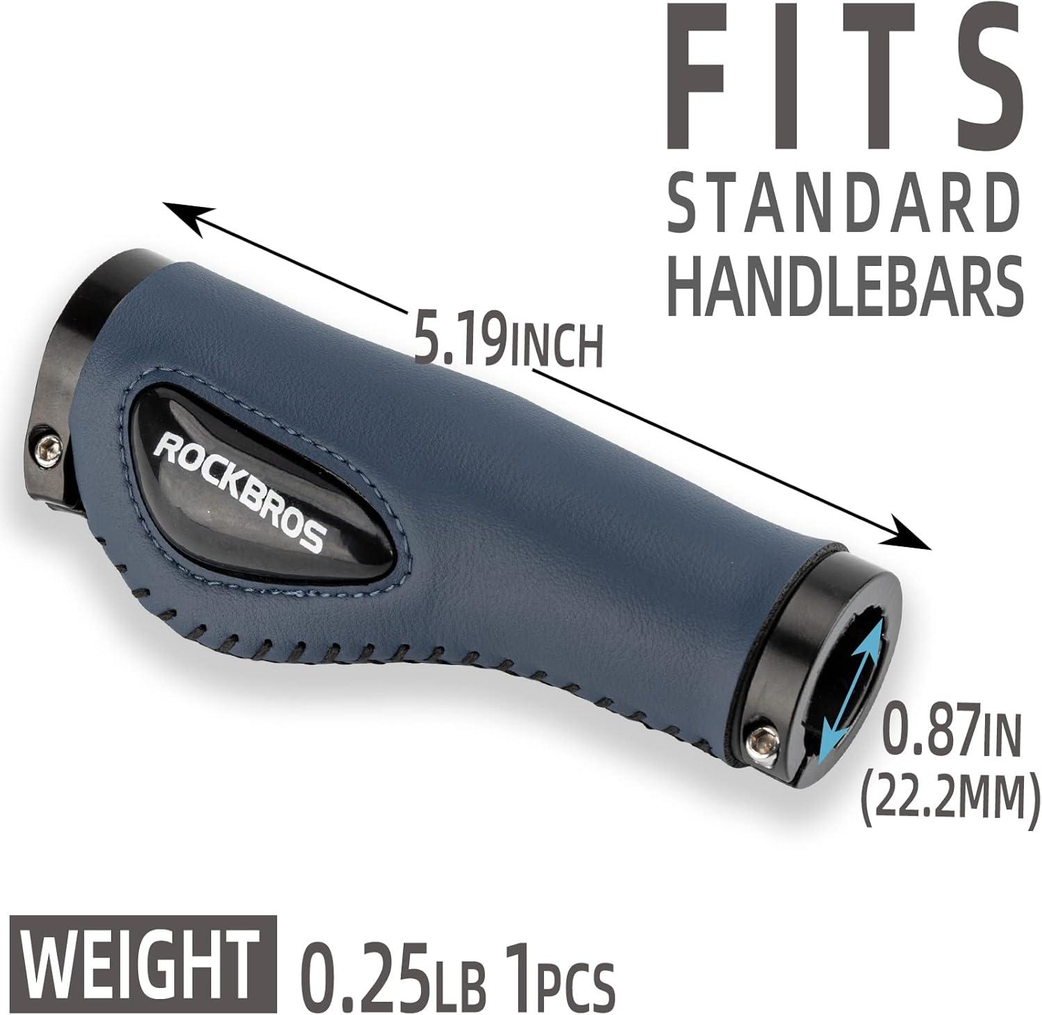 imageROCKBROS Bike Handle Grips Ergonomics Design Soft Gel Dual Lock on Bicycle Handlebar Grips for Mountain MTB MBX Bike Electric Scooterblue
