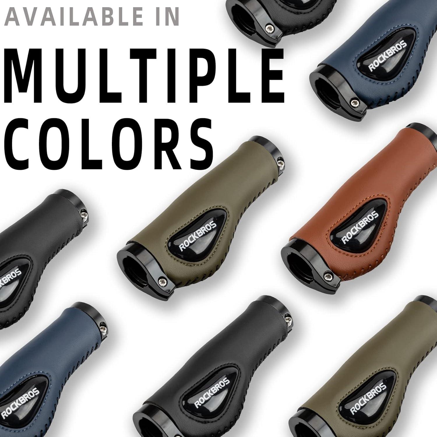 imageROCKBROS Bike Handle Grips Ergonomics Design Soft Gel Dual Lock on Bicycle Handlebar Grips for Mountain MTB MBX Bike Electric Scooterbrown