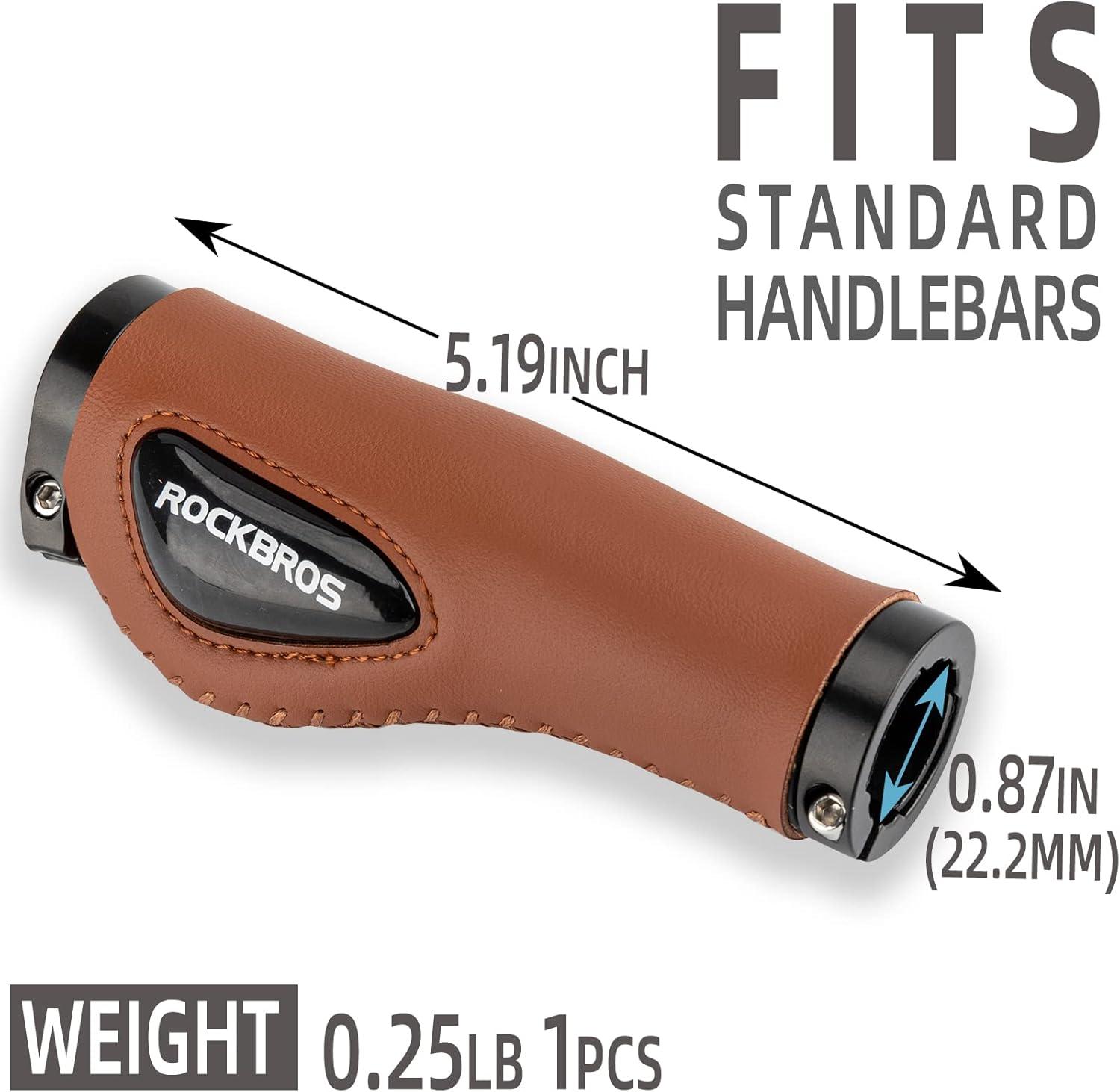 imageROCKBROS Bike Handle Grips Ergonomics Design Soft Gel Dual Lock on Bicycle Handlebar Grips for Mountain MTB MBX Bike Electric Scooterbrown