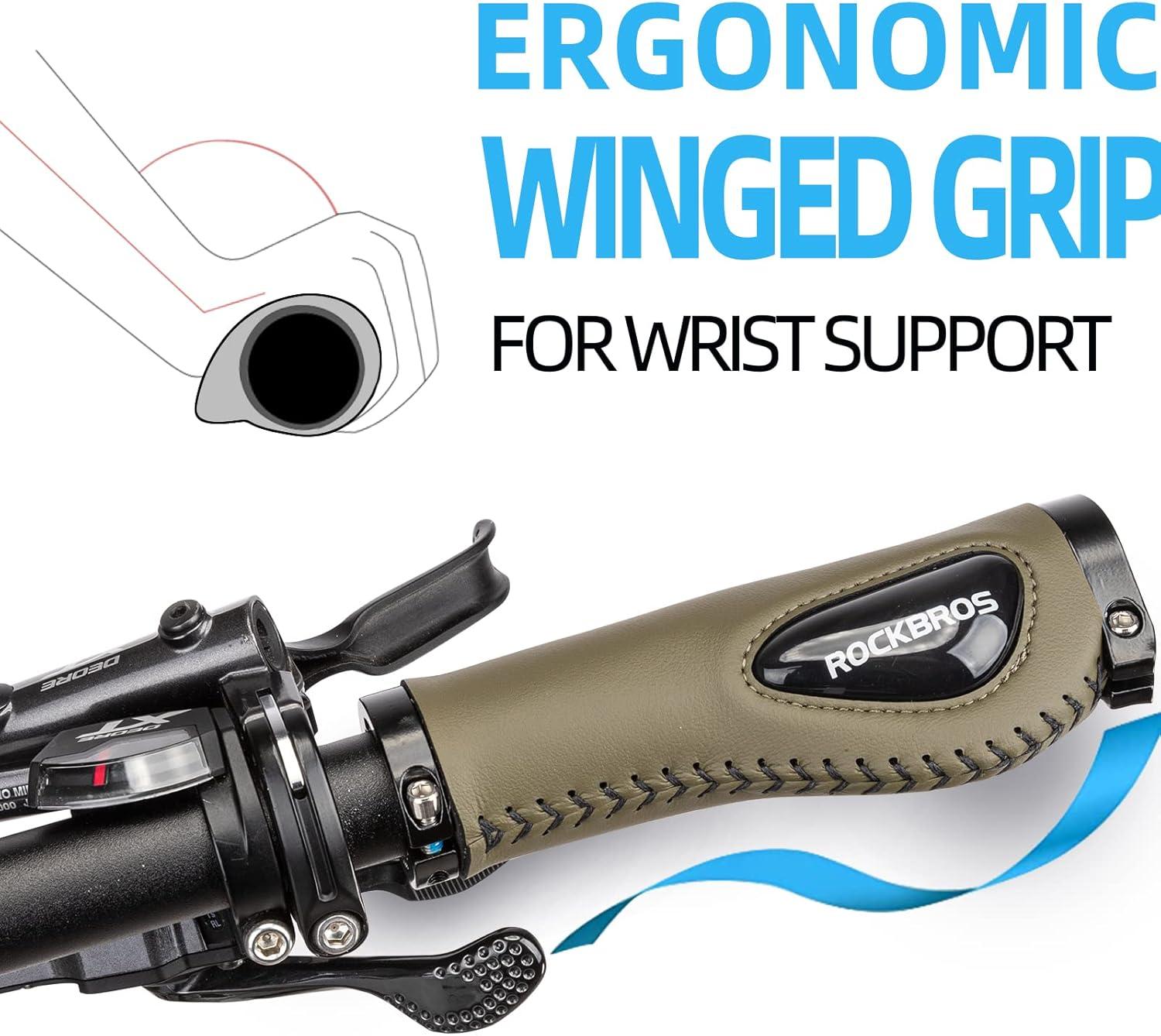 imageROCKBROS Bike Handle Grips Ergonomics Design Soft Gel Dual Lock on Bicycle Handlebar Grips for Mountain MTB MBX Bike Electric Scootergreen