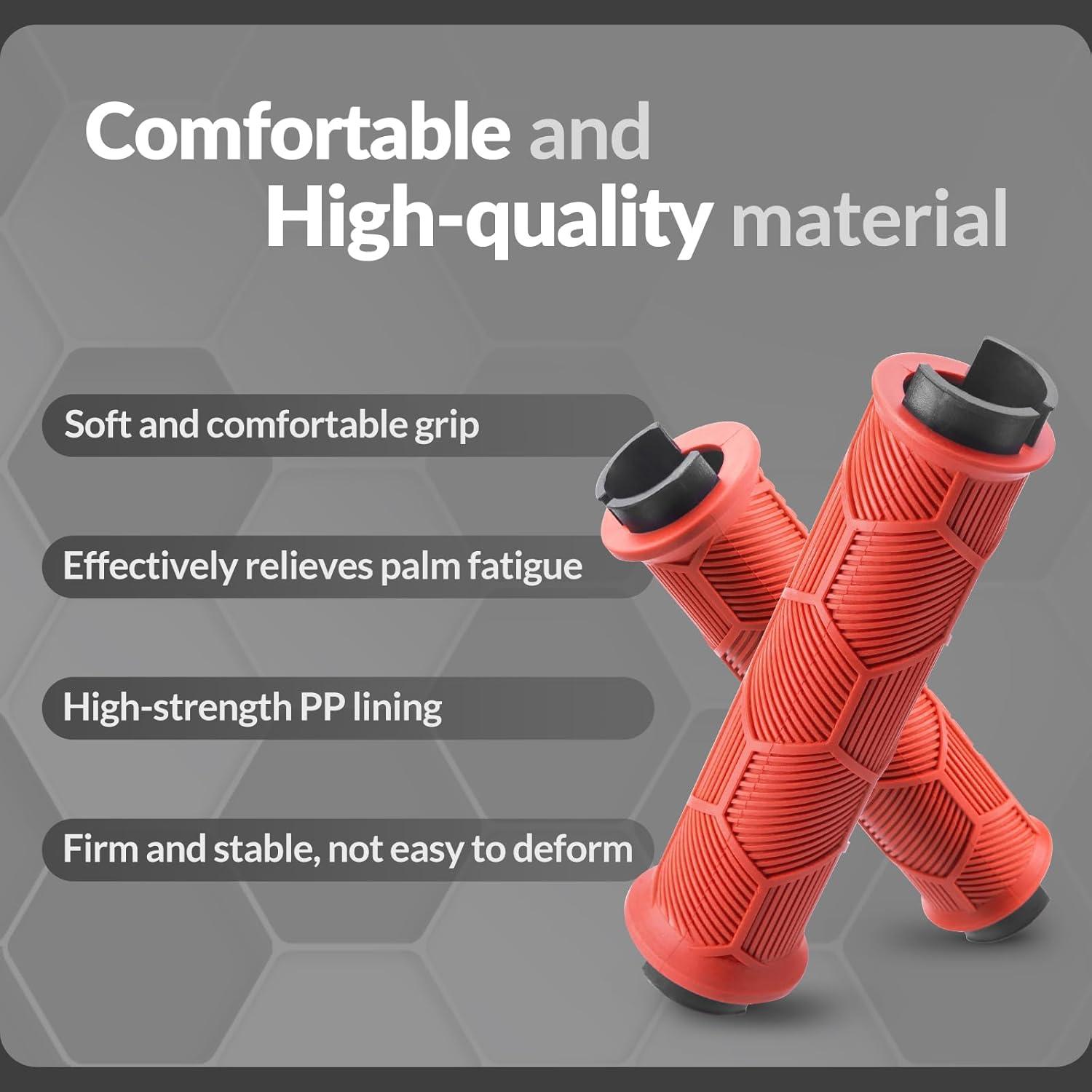 imageROCKBROS Bike Handlebar Grips 22mm Dual LockOn Rubber Grips with Reflective End Caps AntiSlip Design Inspired by Powersports Grips Fits MTB BMX Road amp Folding Bikes5 ColorsOrange