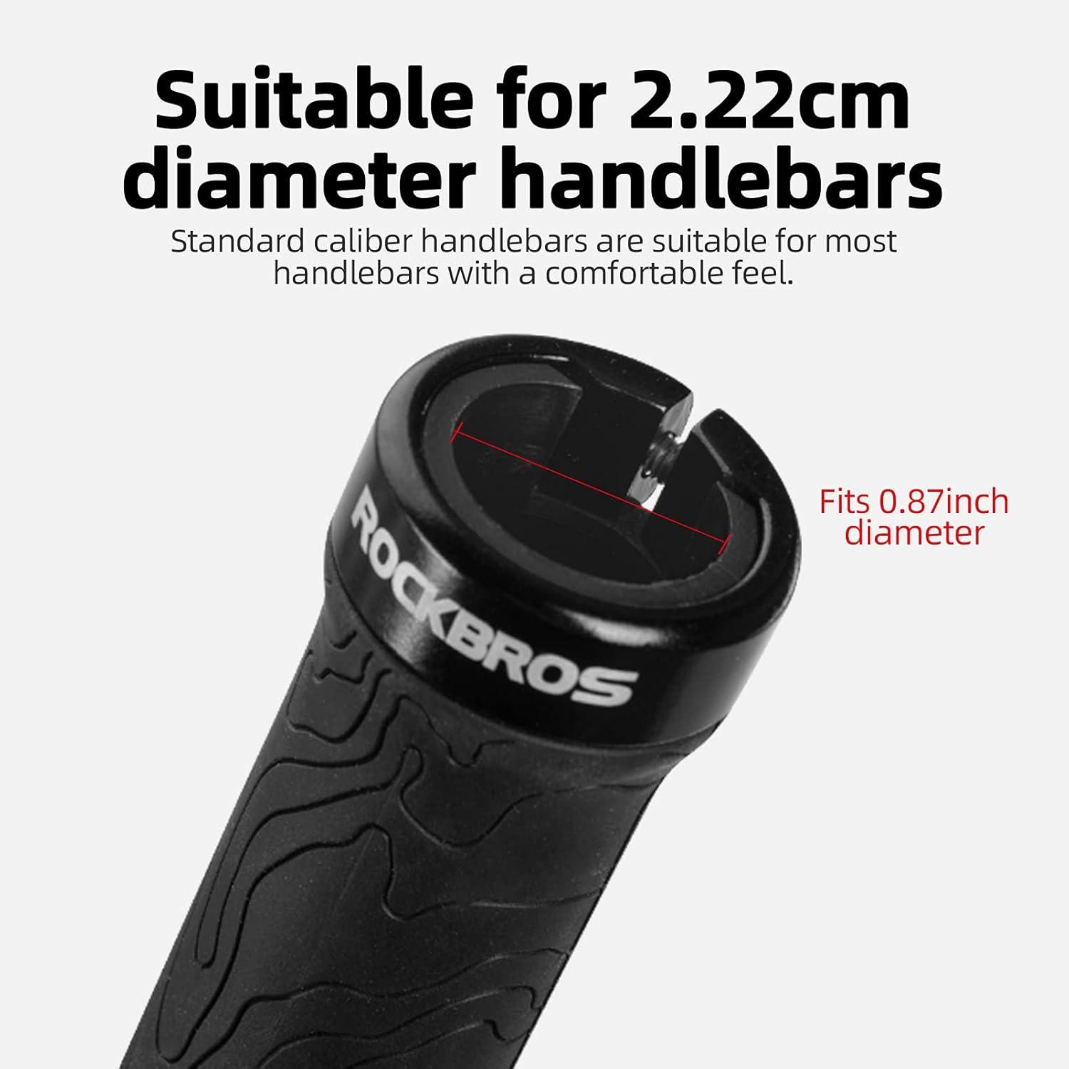 imageROCKBROS Bike Handlebar Grips Double Lockon MTB Bicycle Handle Bar Grips Ergonomic NonSlip Rubber Hand Grip for Scooter Mountain BMX Beach Cruiser Folding BikeBlack