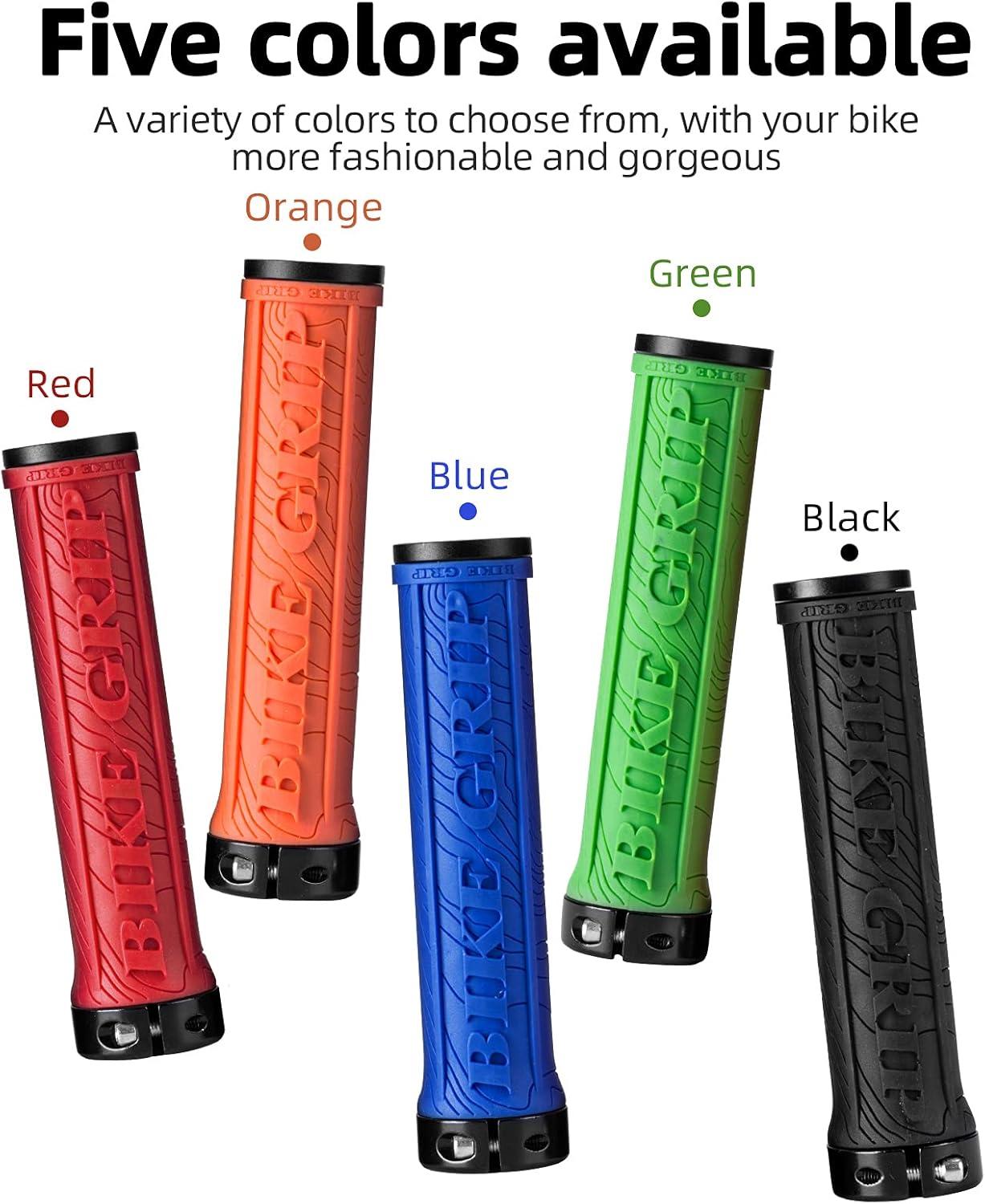 imageROCKBROS Bike Handlebar Grips Double Lockon MTB Bicycle Handle Bar Grips Ergonomic NonSlip Rubber Hand Grip for Scooter Mountain BMX Beach Cruiser Folding BikeOrange