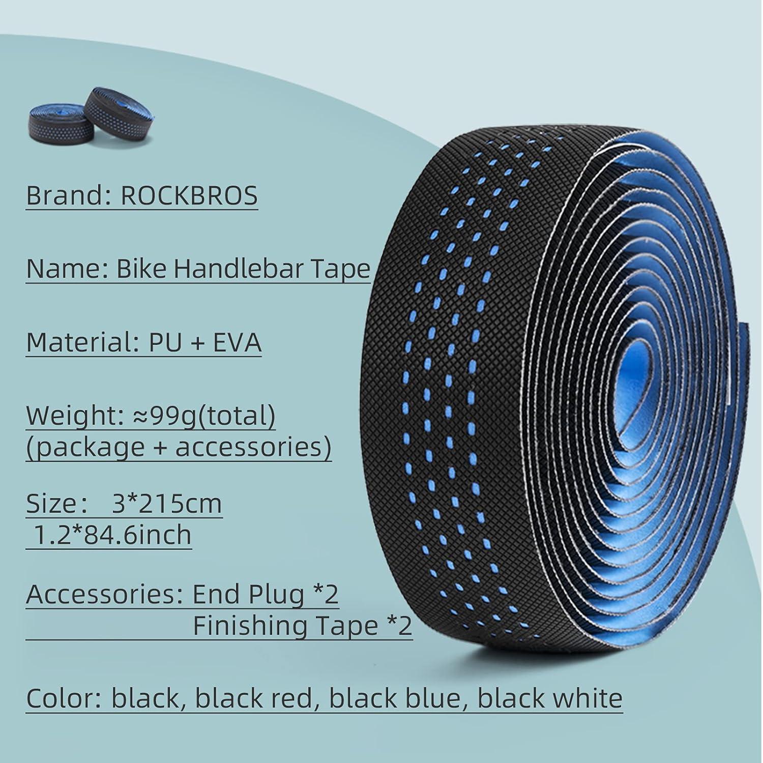 imageROCKBROS Bike Handlebar Tape for Road Bike Grip Tape Bicycle Handlebar Grip Tape Wrap BlackBlue