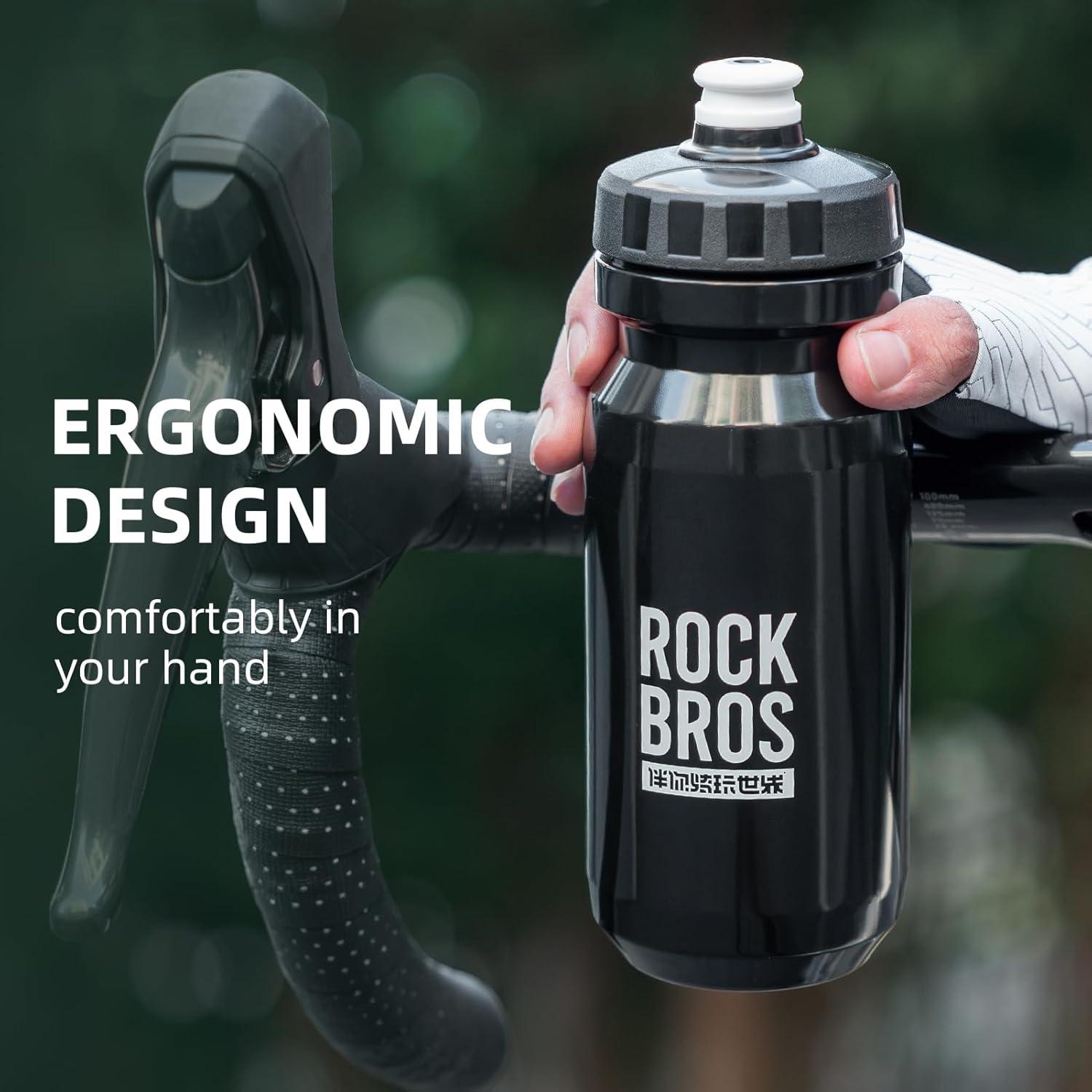 imageROCKBROS Bike Water Bottle BPAFree Squeeze Water Bottle 20 ozBlack