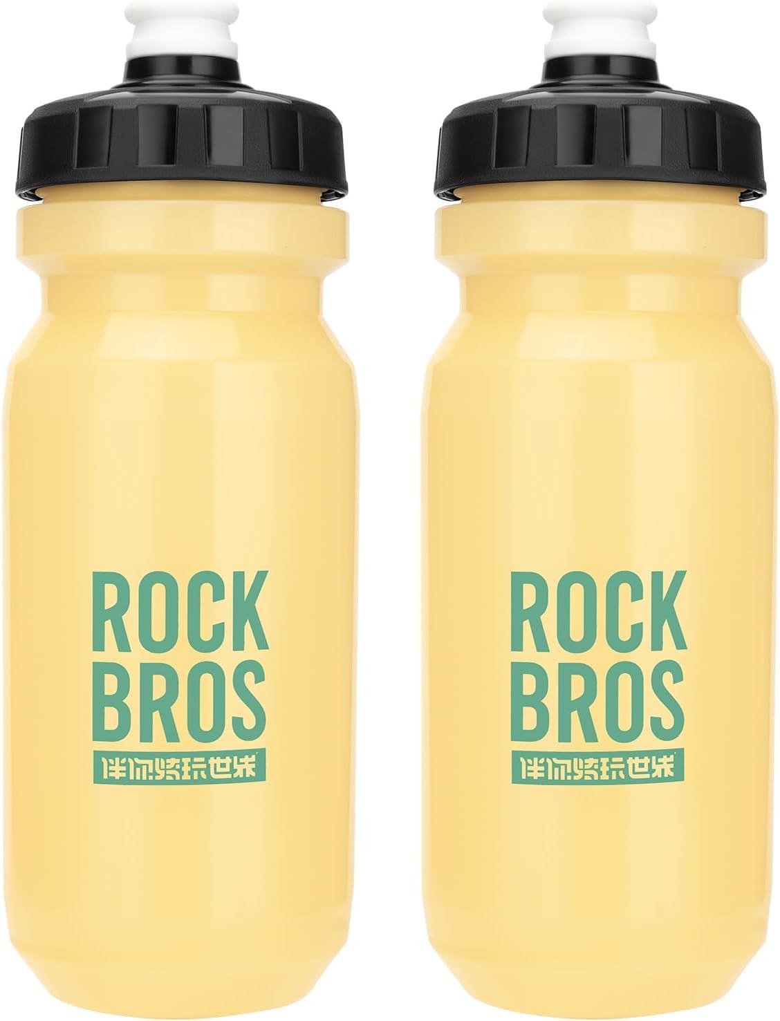 imageROCKBROS Bike Water Bottle BPAFree Squeeze Water Bottle 20 ozOrange Yellow
