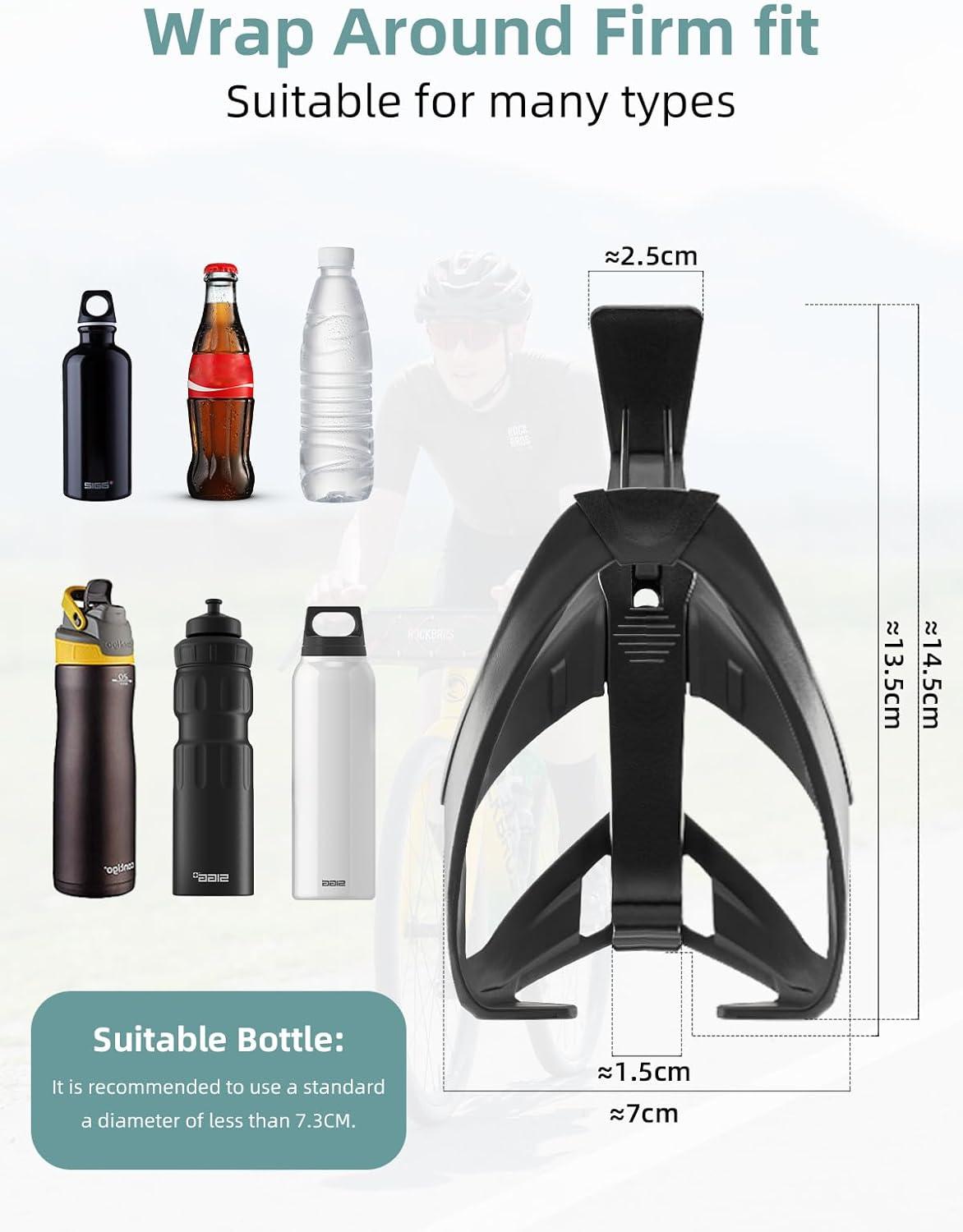 imageROCKBROS Bike Water Bottle Cage with Builtin Tire Levers 2 in 1 Lightweight Bike Bottle Holder Adjustable Slide Entry Bicycle Cup Holder for MTB Road Bike GreenBlue and orange