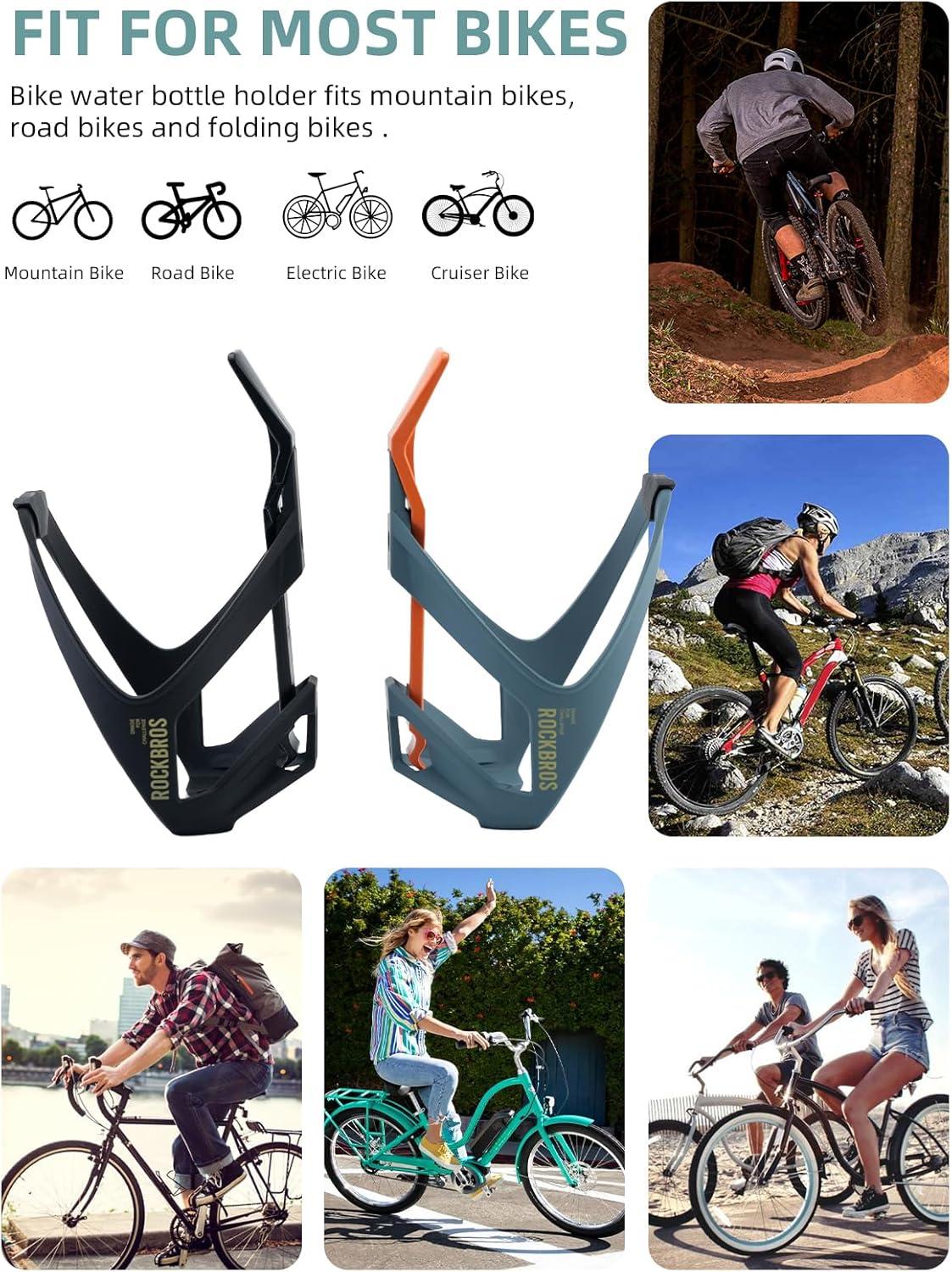 imageROCKBROS Bike Water Bottle Cage with Builtin Tire Levers 2 in 1 Lightweight Bike Bottle Holder Adjustable Slide Entry Bicycle Cup Holder for MTB Road Bike GreenBlack