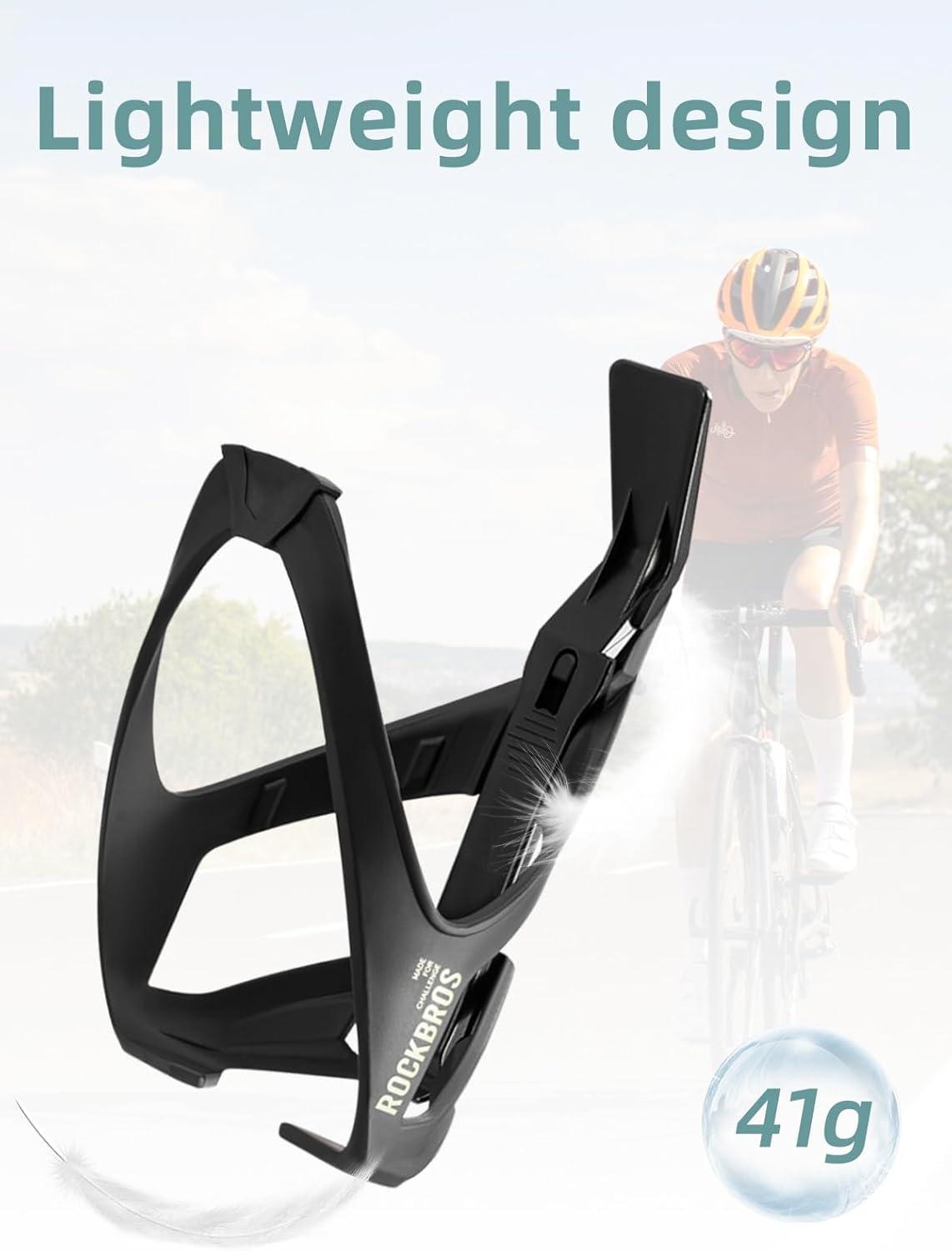 imageROCKBROS Bike Water Bottle Cage with Builtin Tire Levers 2 in 1 Lightweight Bike Bottle Holder Adjustable Slide Entry Bicycle Cup Holder for MTB Road Bike GreenBlack