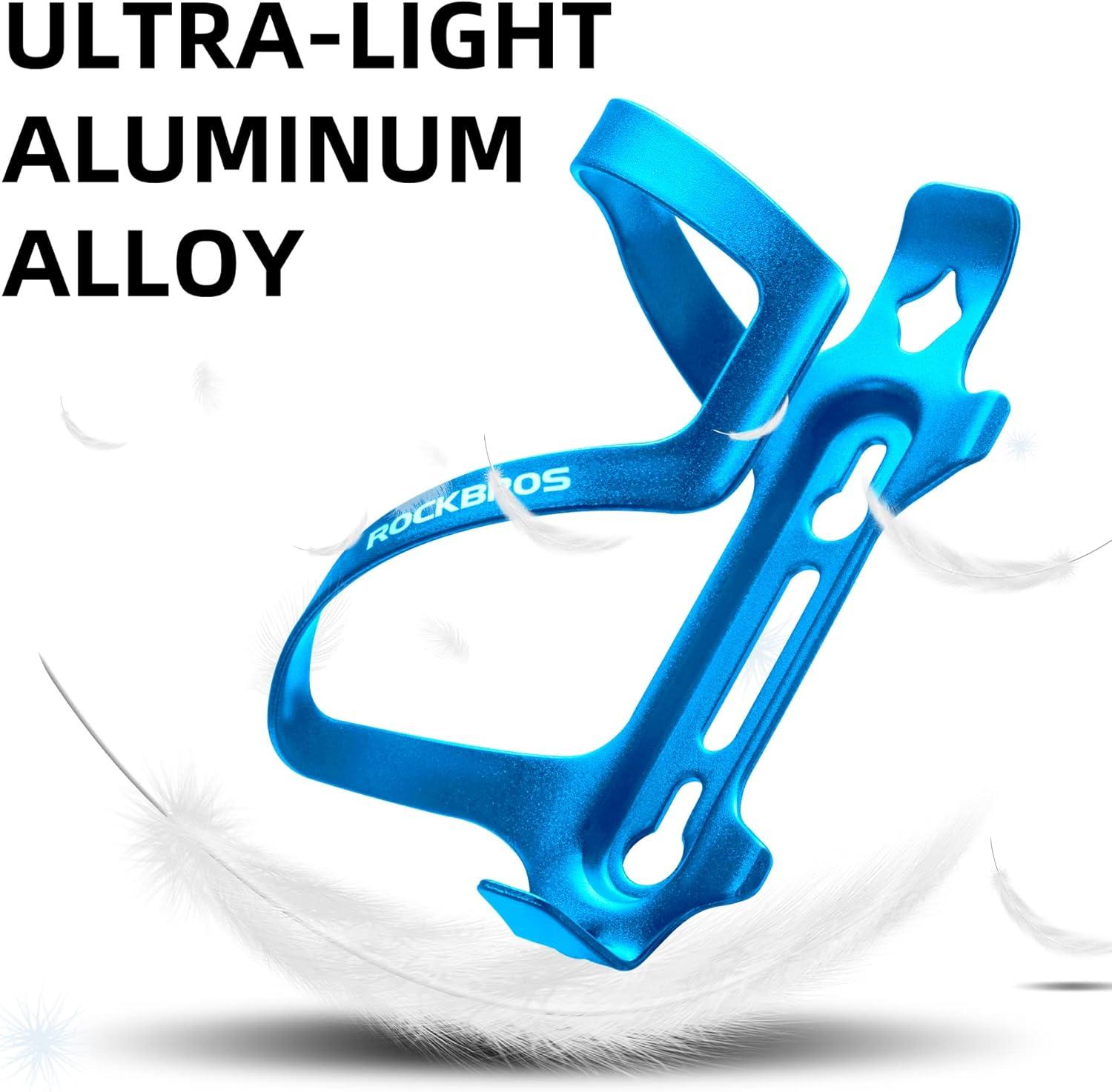 imageROCKBROS Bike Water Bottle Holder Alloy Aluminum Bicycle Water Bottle Cage Brackets Bike Cup Holder for Road Mountain Bikes BlackBlue