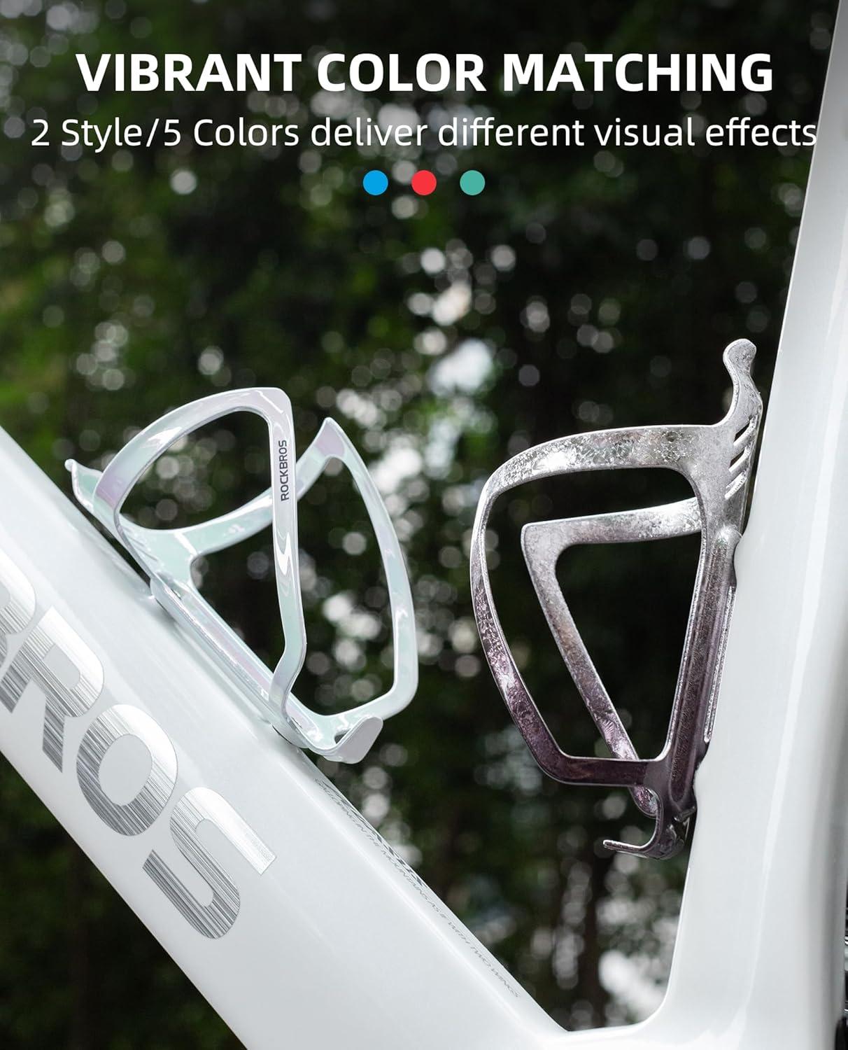 imageROCKBROS Bike Water Bottle Holder Aluminum Alloy Bike Bottle Cage Lightweight Bike Cup Holder for Road Mountain BikesGlossy silverblack