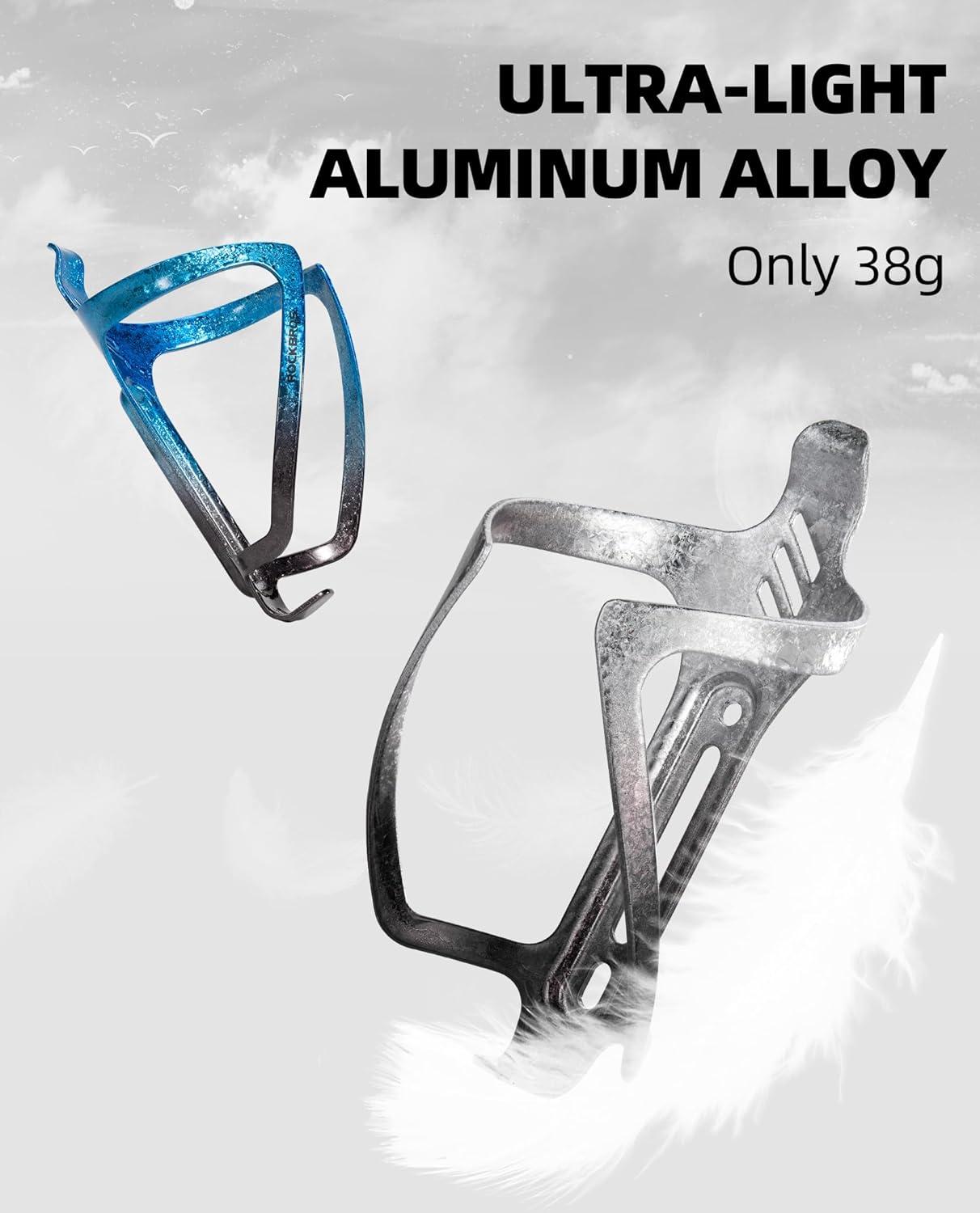 imageROCKBROS Bike Water Bottle Holder Aluminum Alloy Bike Bottle Cage Lightweight Bike Cup Holder for Road Mountain BikesTextured blueblack
