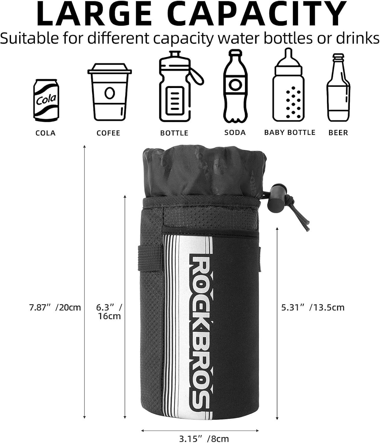 imageROCKBROS Bike Water Bottle Holder Bag Bike Bag Handlebar Stem Bag Bicycle Cup Drink Holder Insulated Stem Bag Food Snack Bike Accessories Storage Pouch Bag for Mountain Road Bike