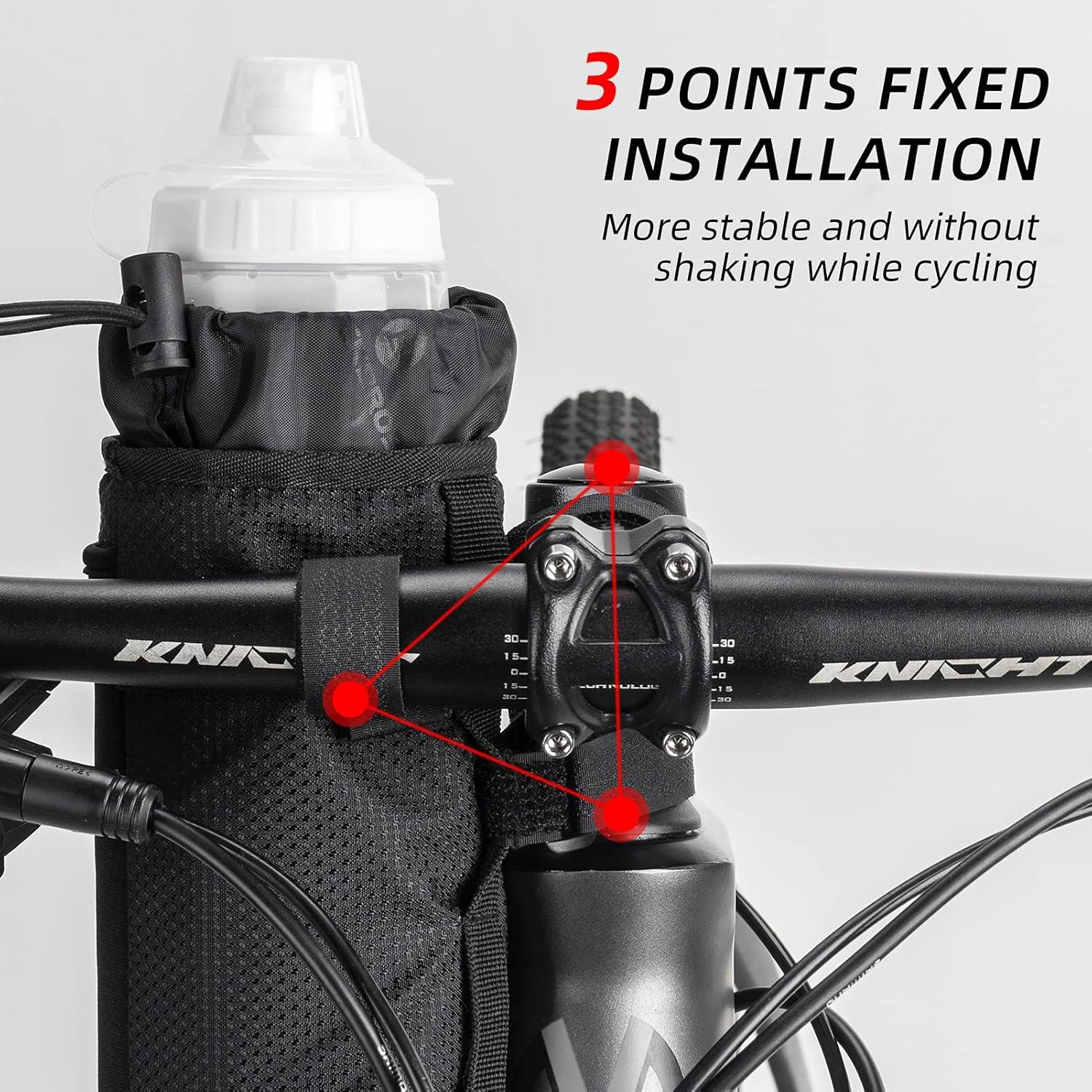 imageROCKBROS Bike Water Bottle Holder Bag Bike Bag Handlebar Stem Bag Bicycle Cup Drink Holder Insulated Stem Bag Food Snack Bike Accessories Storage Pouch Bag for Mountain Road Bike