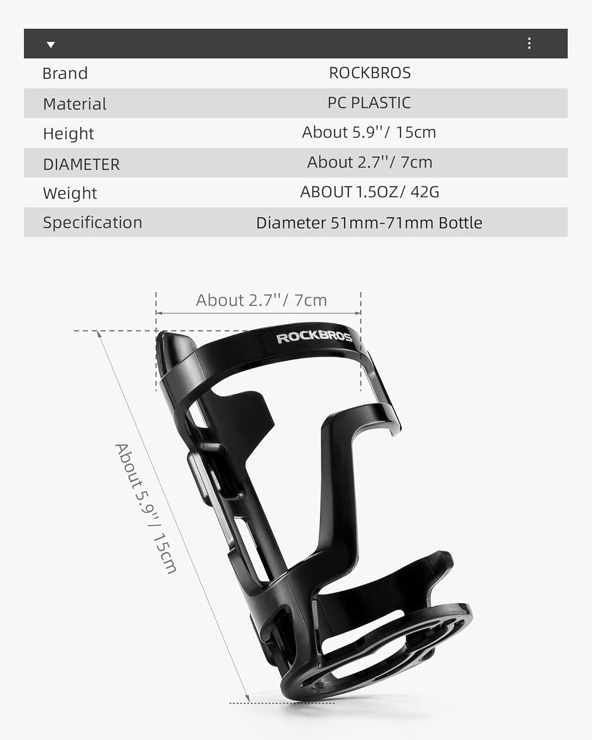 imageROCKBROS Bike Water Bottle Holder Lightweight Durable Bike Water Bottle Cage Water Bottle Holder for Road Mountain BikesWhite