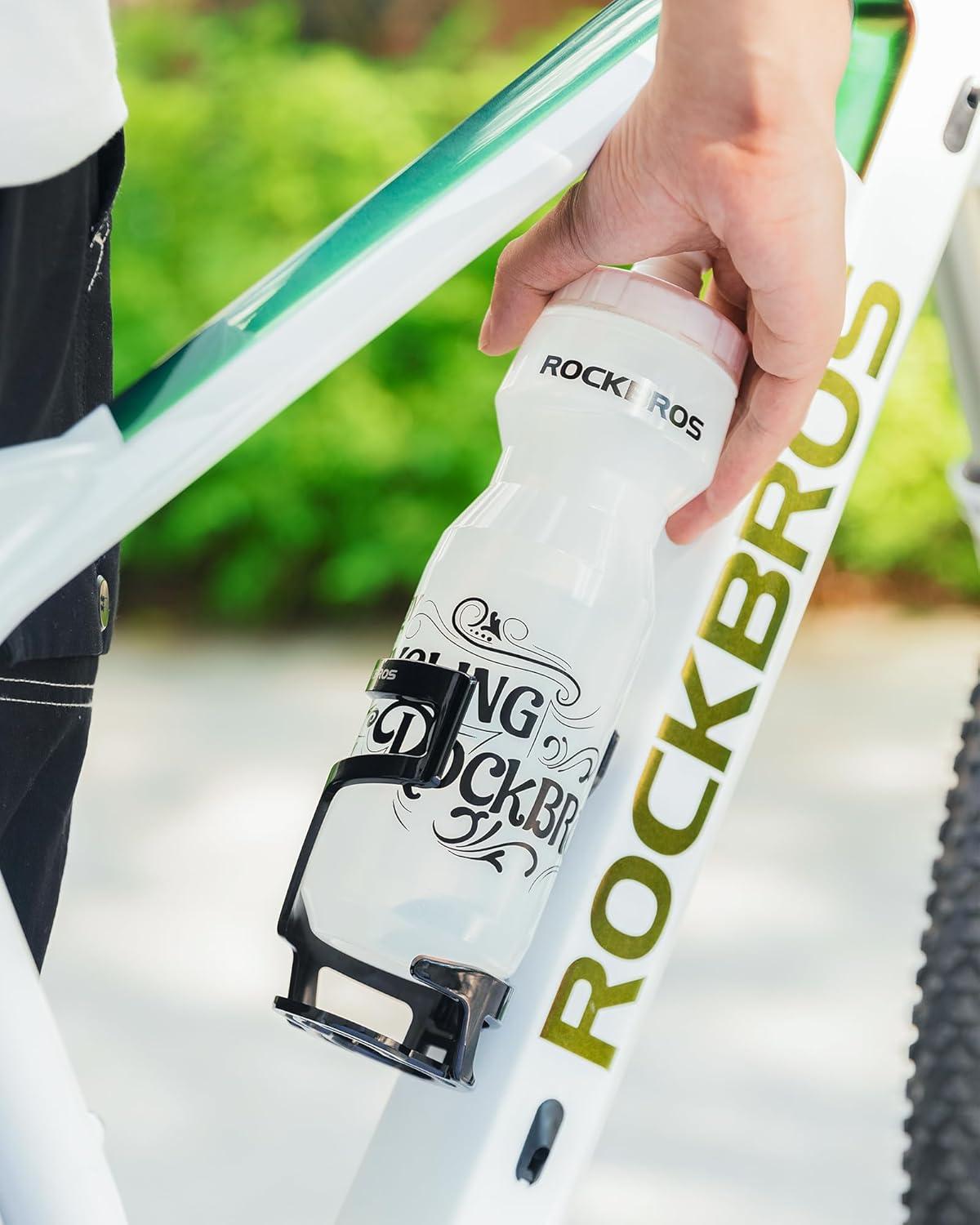 imageROCKBROS Bike Water Bottle Holder Lightweight Durable Bike Water Bottle Cage Water Bottle Holder for Road Mountain BikesWhite