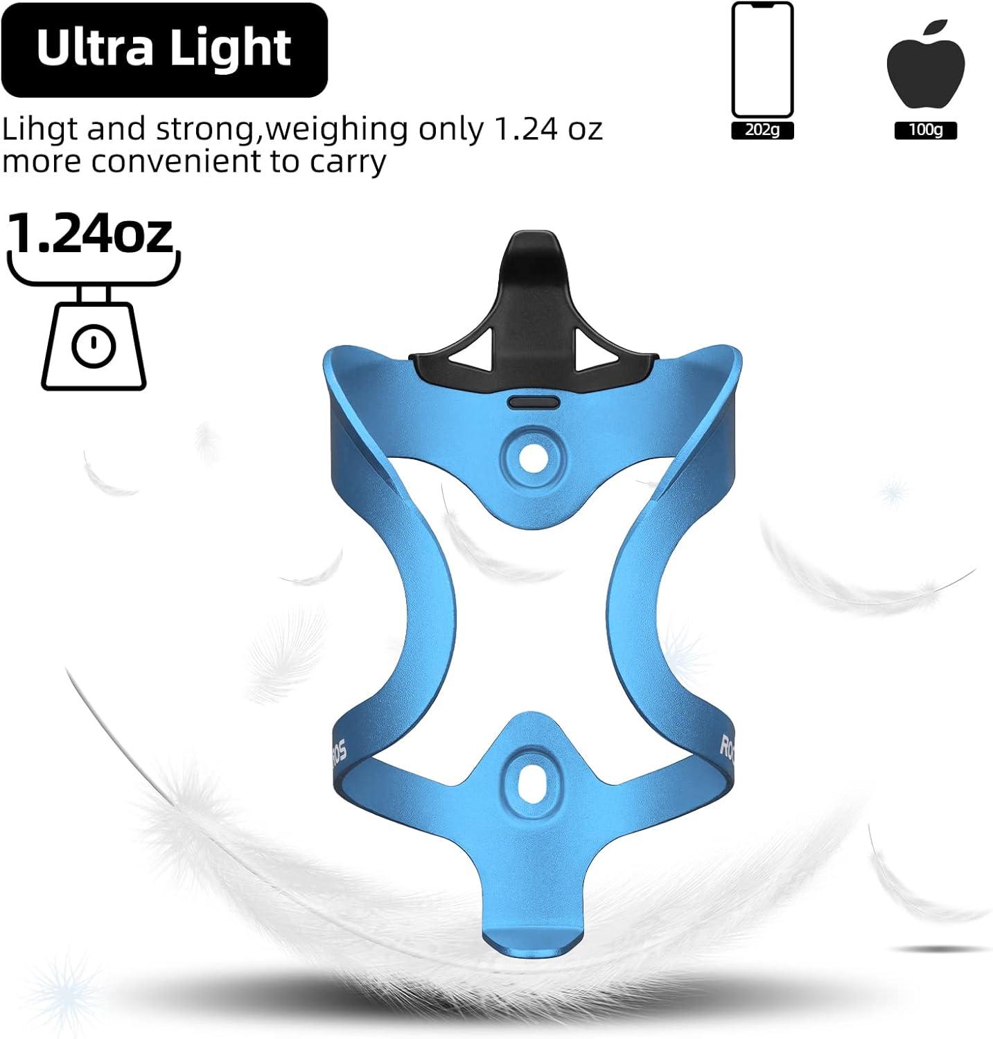 imageROCKBROS Bike Water Bottle Holder Lightweight Sturdy Alloy Aluminum Bicycle Drink Cup Cage with Screws Tool Brackets Water Bottle Holder for Bike Ebike MTB Road Mountain BikesGoldenA4 Blue