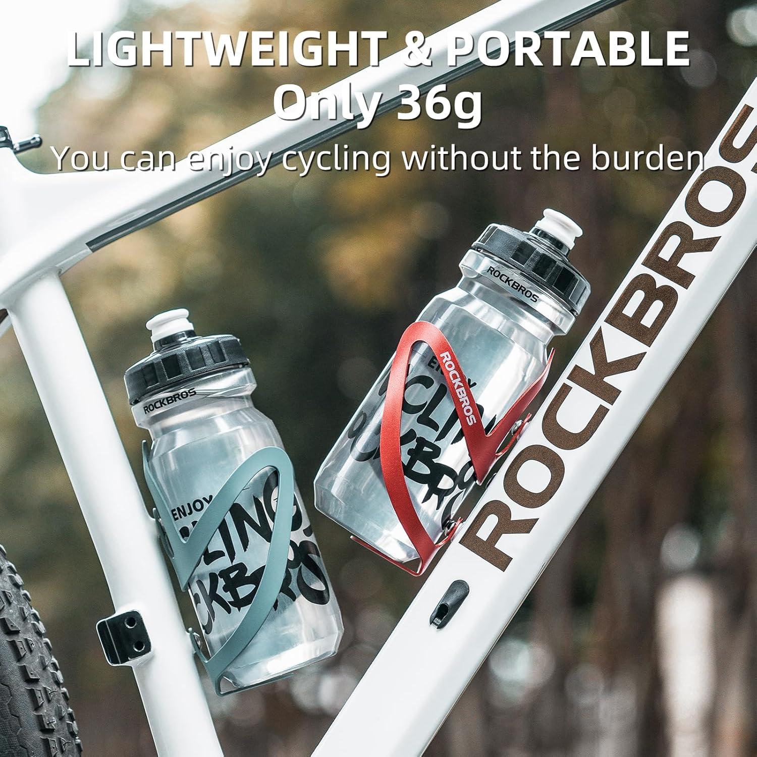 imageROCKBROS Bike Water Bottle Holder Lightweight Sturdy Alloy Aluminum Bicycle Drink Cup Cage with Screws Tool Brackets Water Bottle Holder for Bike Ebike MTB Road Mountain BikesWhiteA1 WHITE