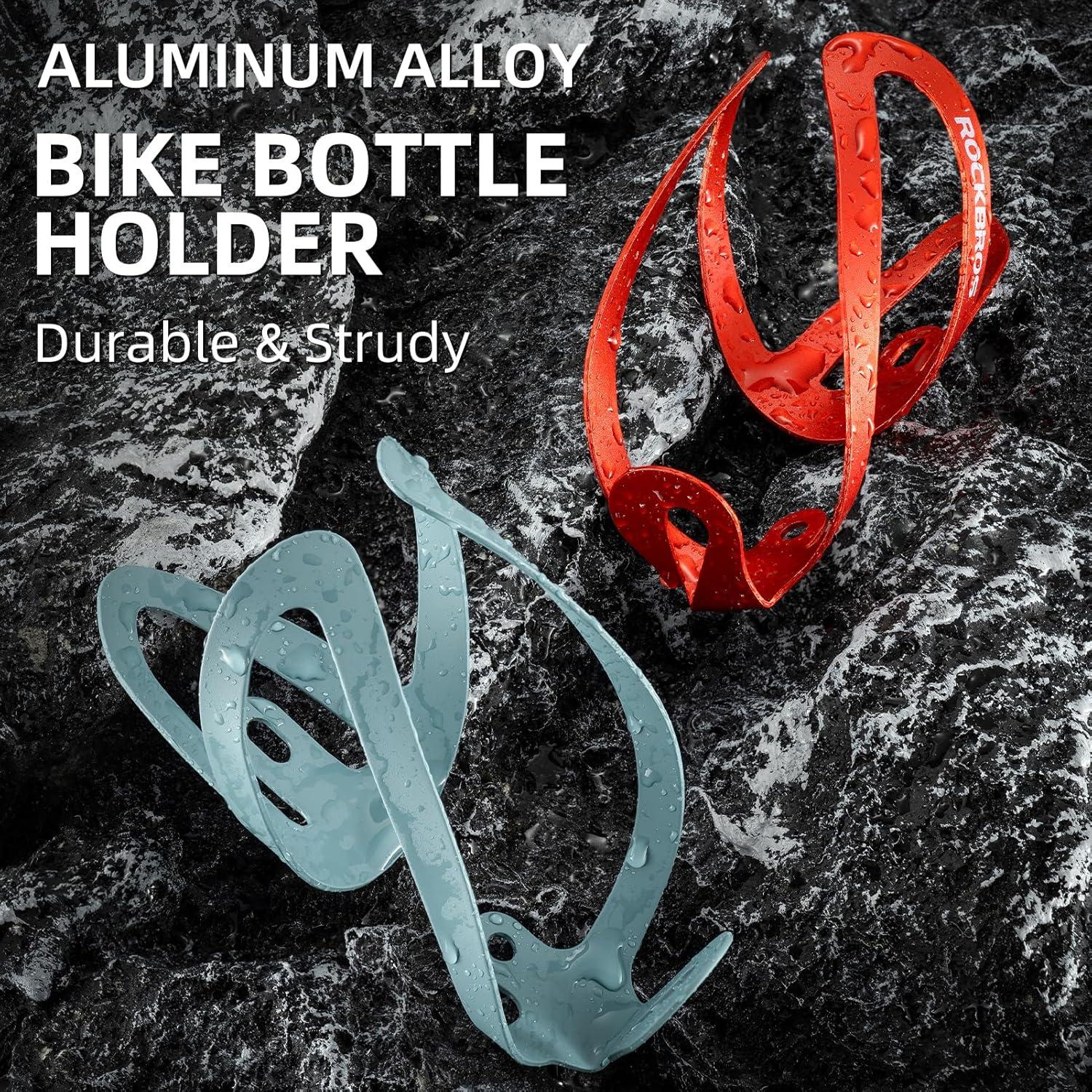 imageROCKBROS Bike Water Bottle Holder Lightweight Sturdy Alloy Aluminum Bicycle Drink Cup Cage with Screws Tool Brackets Water Bottle Holder for Bike Ebike MTB Road Mountain BikesWhiteA3 BLUE
