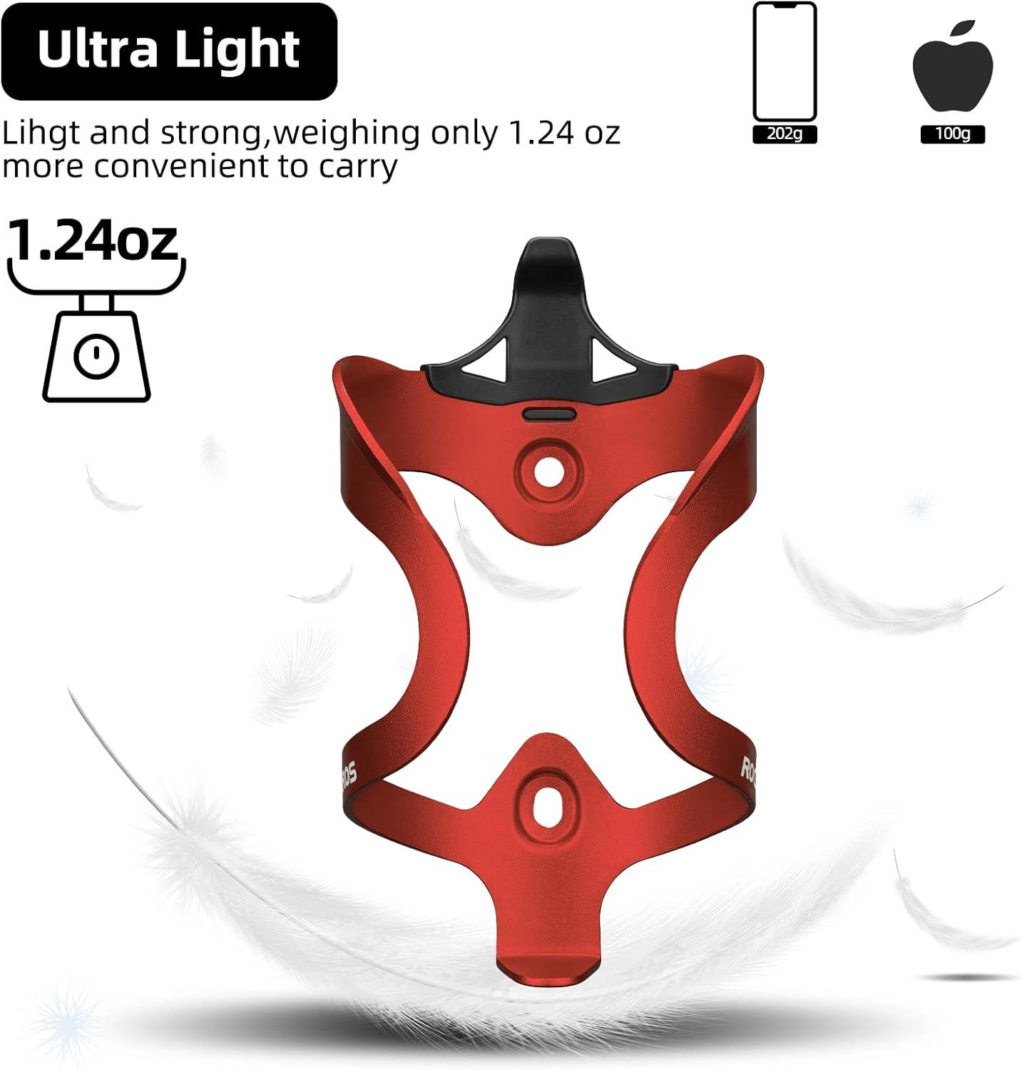 imageROCKBROS Bike Water Bottle Holder Lightweight Sturdy Alloy Aluminum Bicycle Drink Cup Cage with Screws Tool Brackets Water Bottle Holder for Bike Ebike MTB Road Mountain BikesGoldenA3 Red