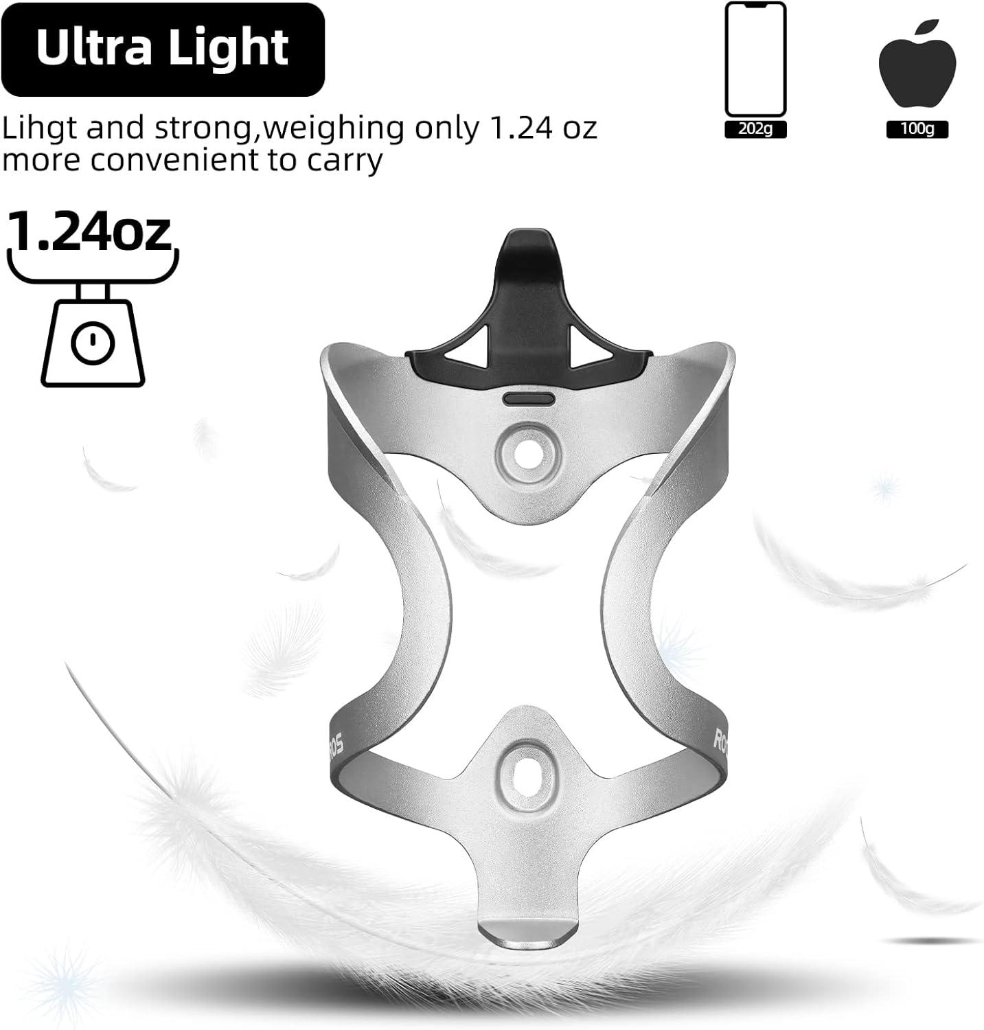 imageROCKBROS Bike Water Bottle Holder Lightweight Sturdy Alloy Aluminum Bicycle Drink Cup Cage with Screws Tool Brackets Water Bottle Holder for Bike Ebike MTB Road Mountain BikesGoldenA5 Silver