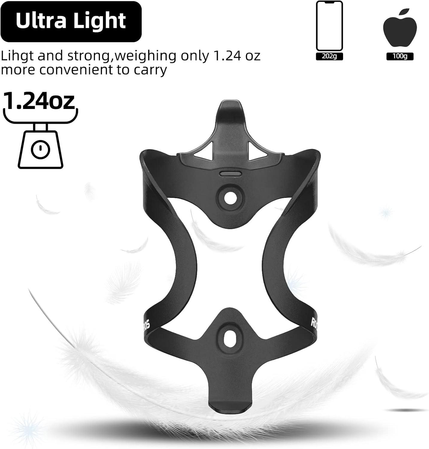 imageROCKBROS Bike Water Bottle Holder Lightweight Sturdy Alloy Aluminum Bicycle Drink Cup Cage with Screws Tool Brackets Water Bottle Holder for Bike Ebike MTB Road Mountain BikesGoldenA2 Black