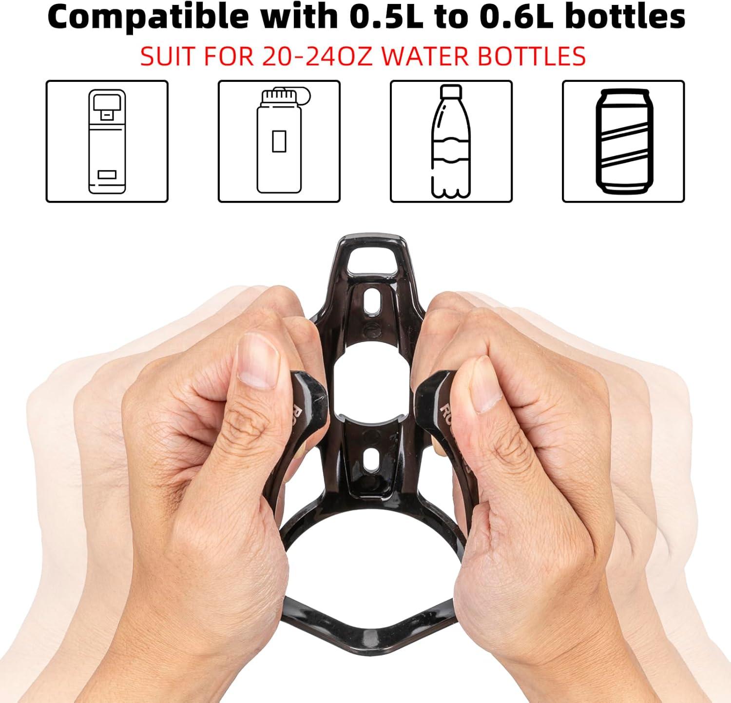 imageROCKBROS Bike Water Bottle Holder UltraLight Bicycle Bottle Cages with Screws Tool Universal Bike Cup Holder Rack for Road MTB BikesBlack