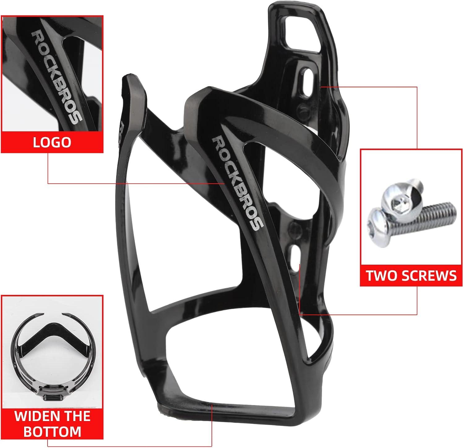 imageROCKBROS Bike Water Bottle Holder UltraLight Bicycle Bottle Cages with Screws Tool Universal Bike Cup Holder Rack for Road MTB BikesBlack
