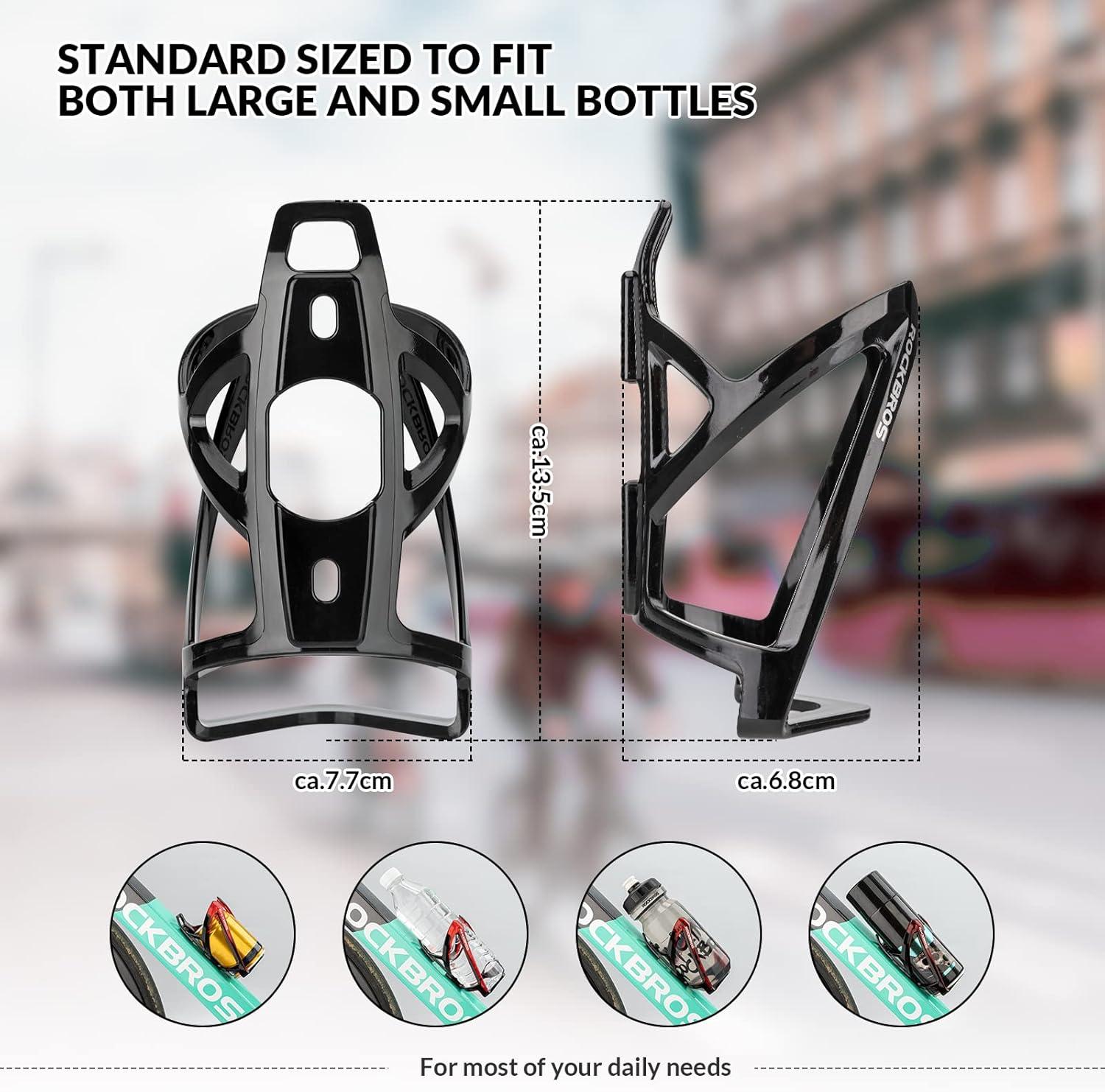 imageROCKBROS Bike Water Bottle Holder UltraLight Bicycle Bottle Cages with Screws Tool Universal Bike Cup Holder Rack for Road MTB BikesBlack
