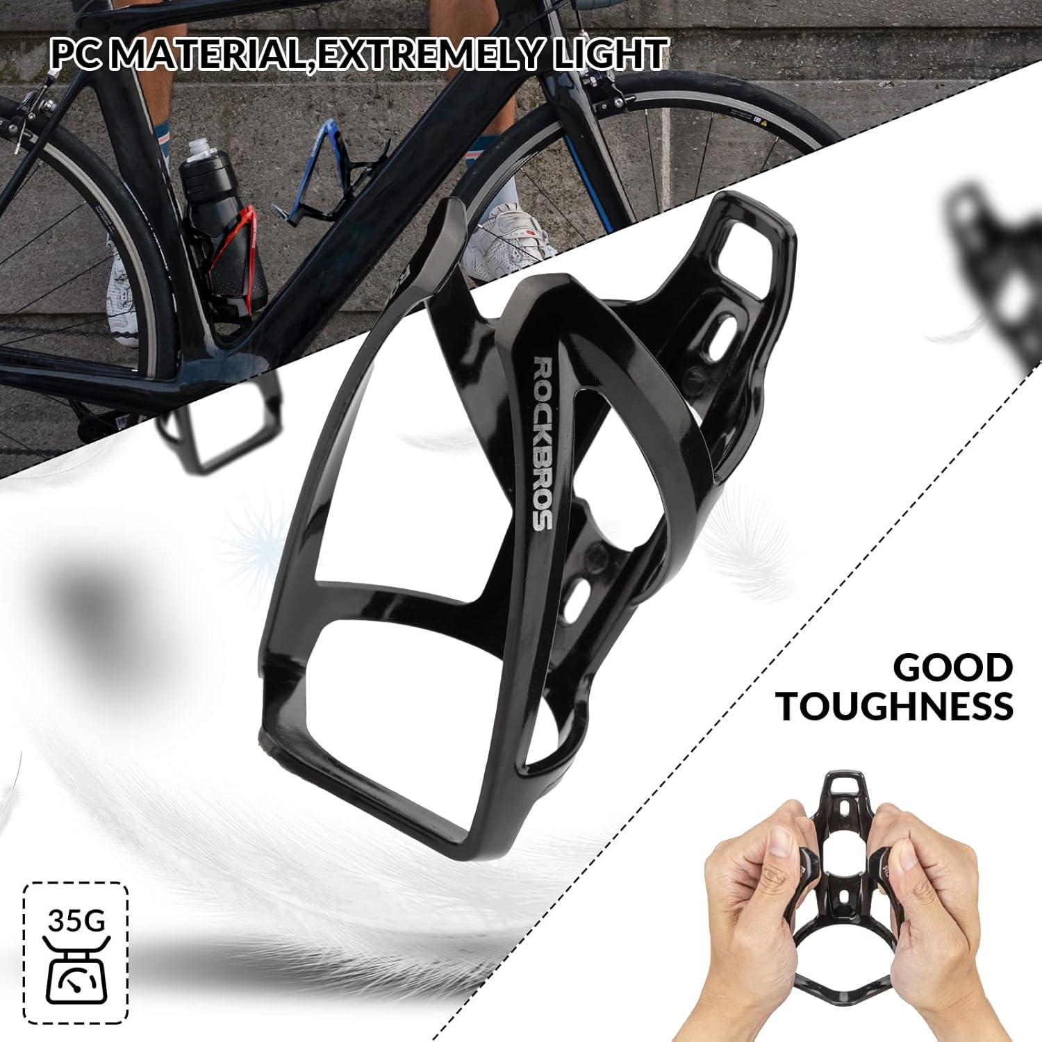 imageROCKBROS Bike Water Bottle Holder UltraLight Bicycle Bottle Cages with Screws Tool Universal Bike Cup Holder Rack for Road MTB BikesBlack