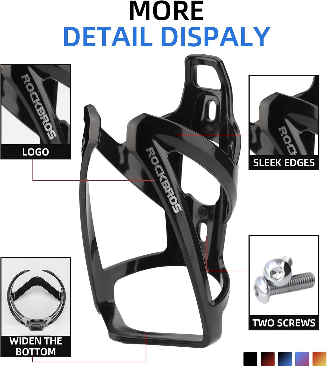 imageROCKBROS Bike Water Bottle Holder UltraLight Bicycle Bottle Cages with Screws Tool Universal Bike Cup Holder Rack for Road MTB BikesBlackBlack